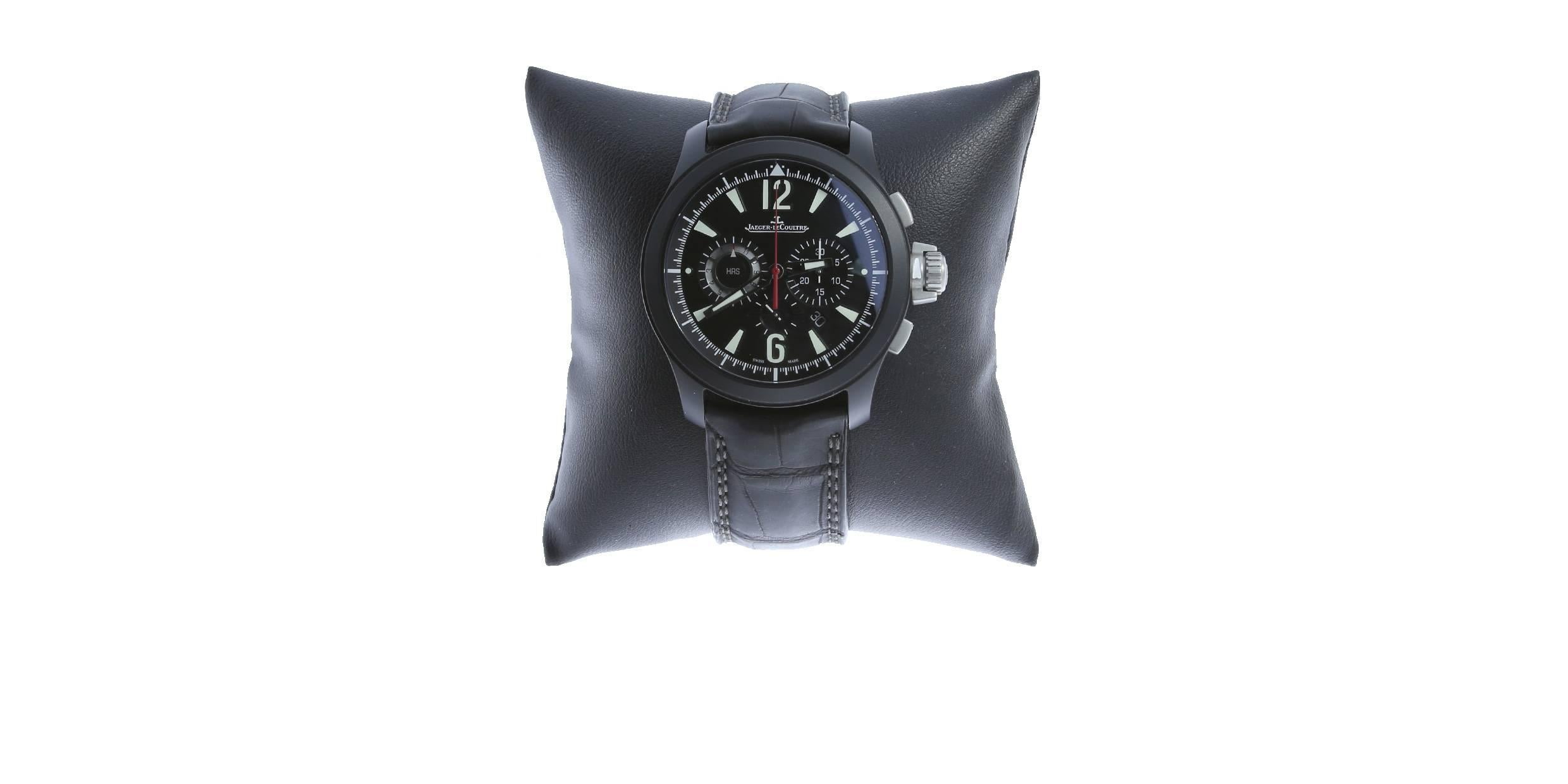 Jaeger-LeCoultre Black Ceramic Master Compressor Chronograph Ltd Ed Wristwatch In Excellent Condition In Columbia, MO