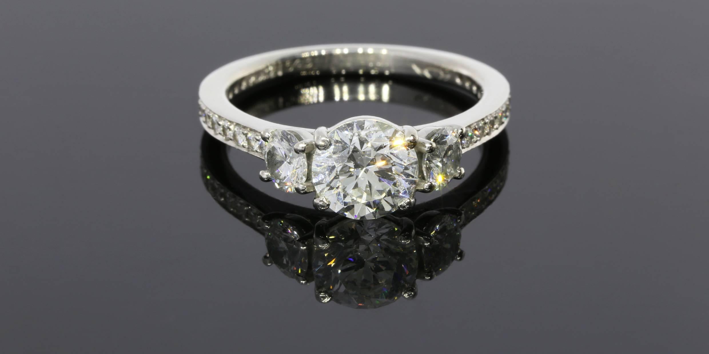 Martin Flyer GIA Cert Diamond Platinum Engagement Ring and Wedding Band Set 3