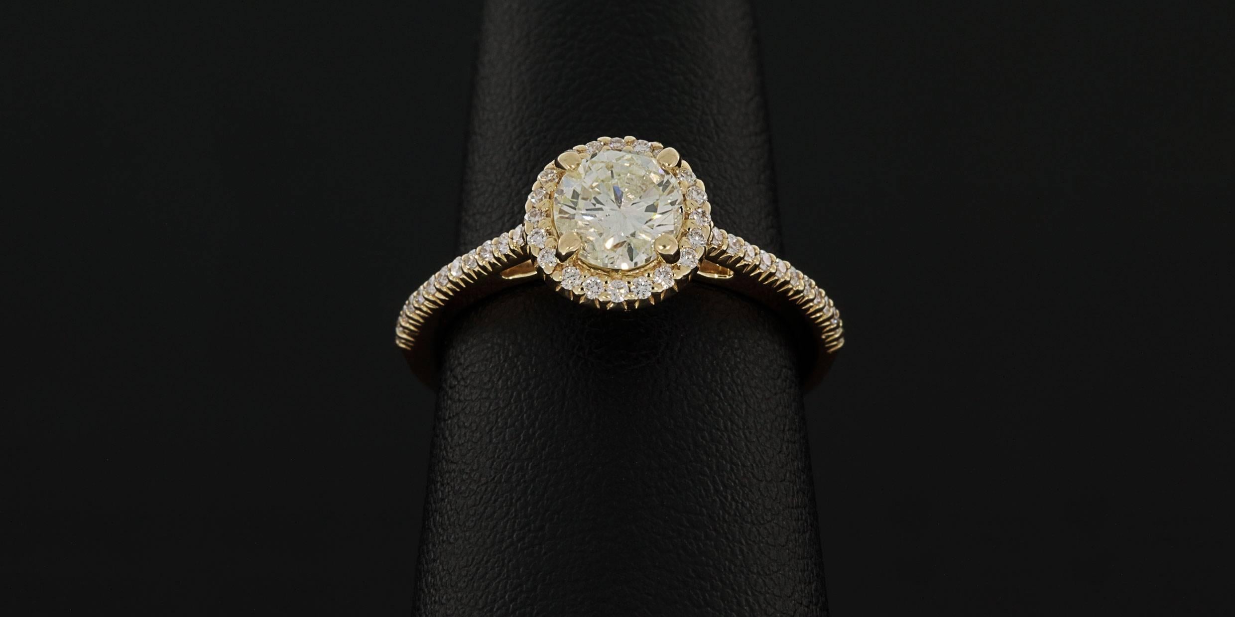Ritani 1.24 Carats Round Diamonds Gold French Set Halo Engagement Ring 1