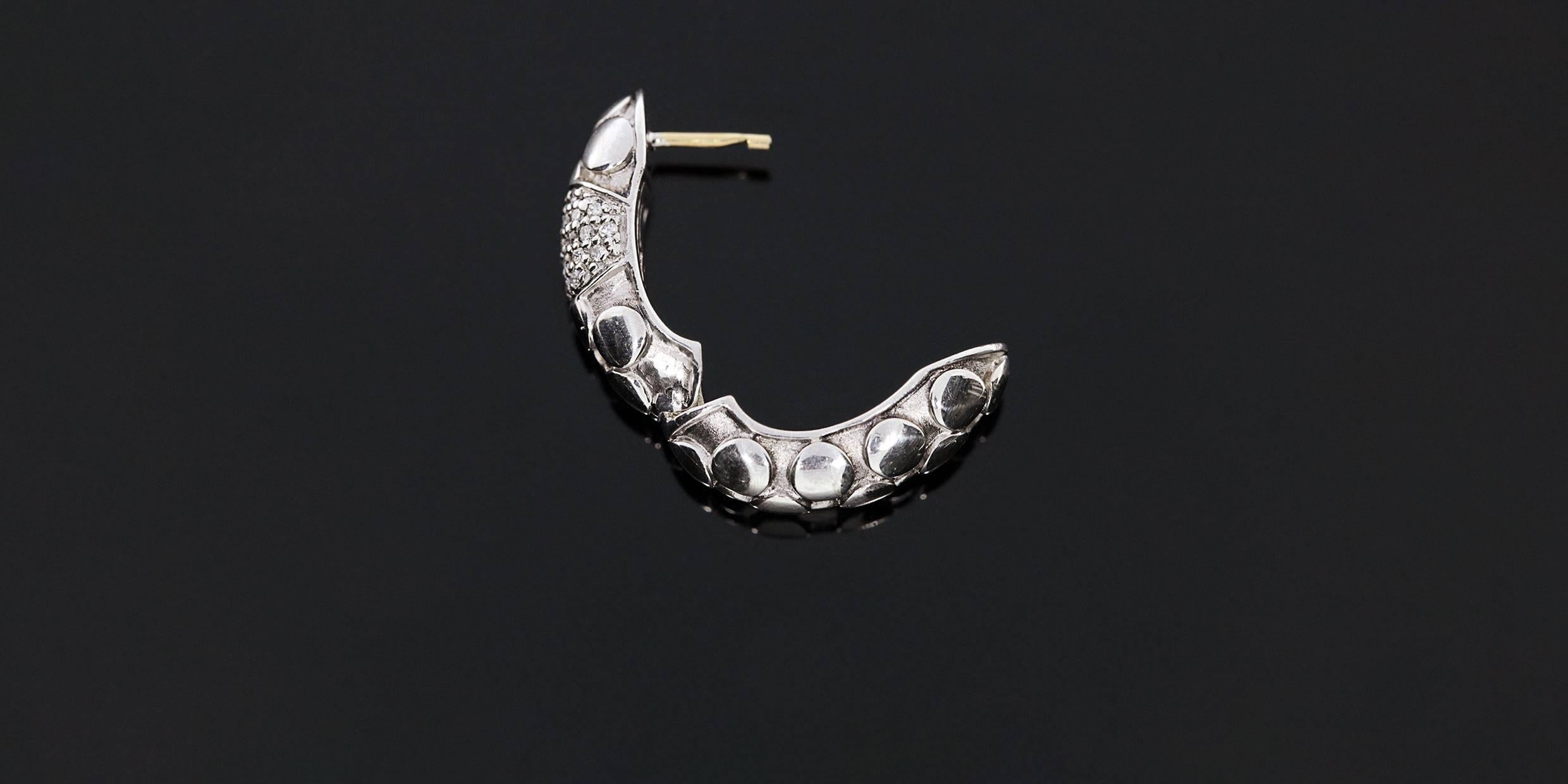 John Hardy Rare Retired Diamond Sterling Silver Kali Dot Huggie Hoop Earrings 1