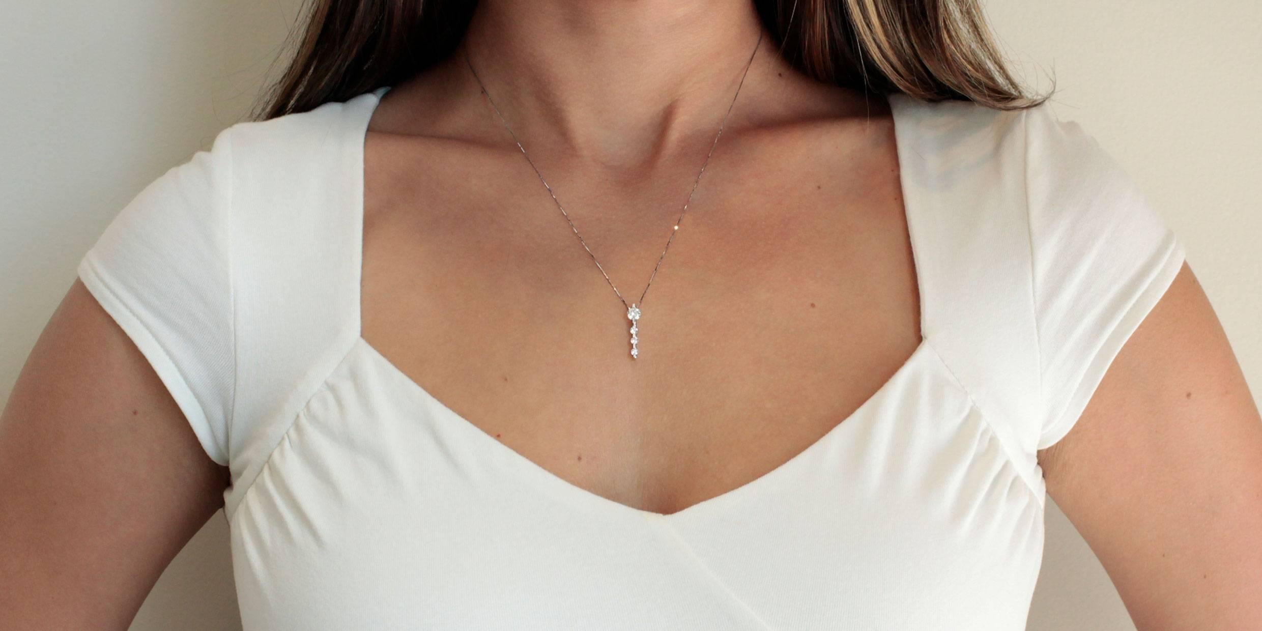 diamond vertical bar pendant necklace