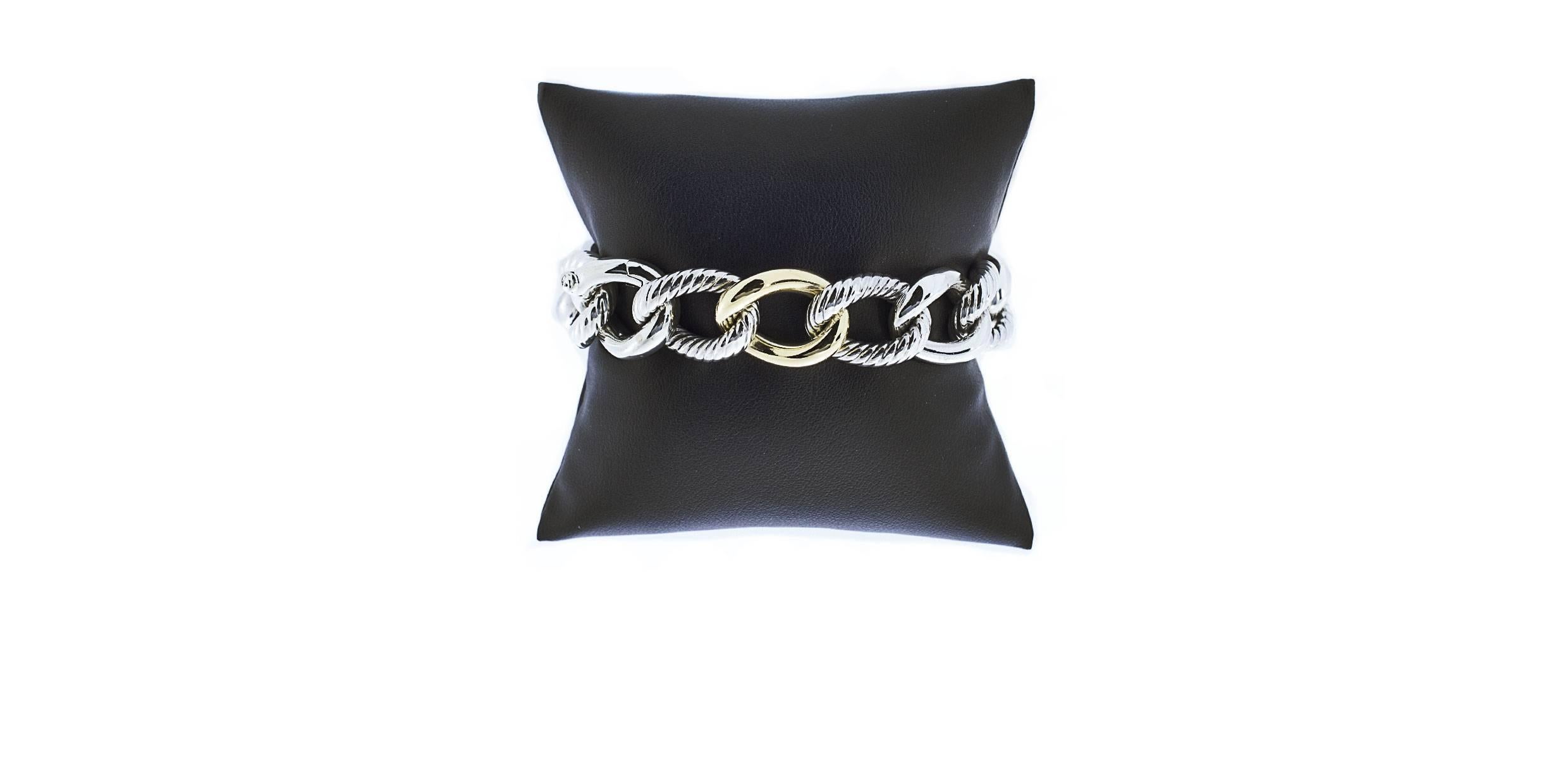 Men's David Yurman Silver and Gold Belmont Curb Link Chain Bracelet