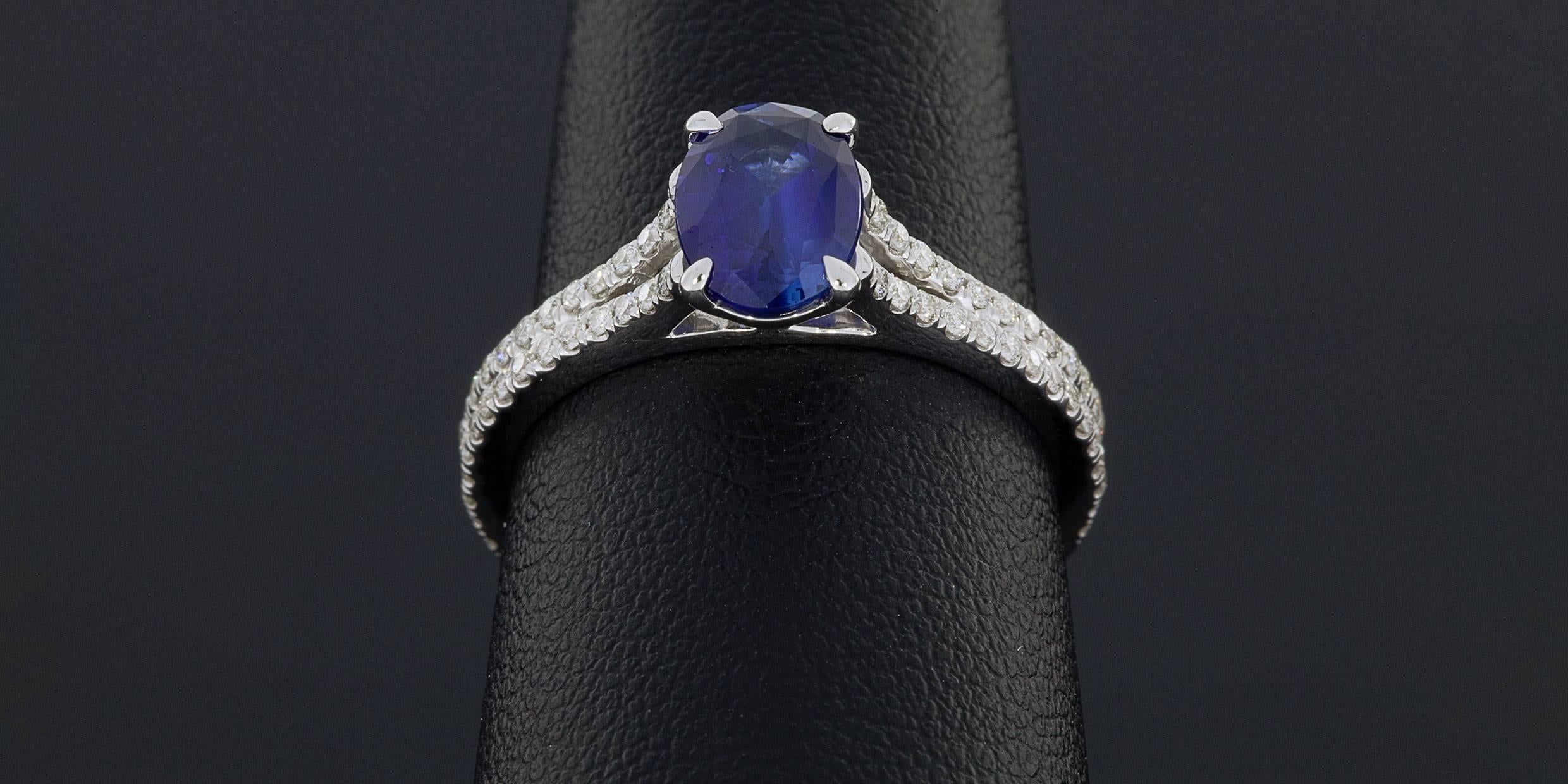 Women's Custom Sapphire Diamond Gold Split Shank Ring