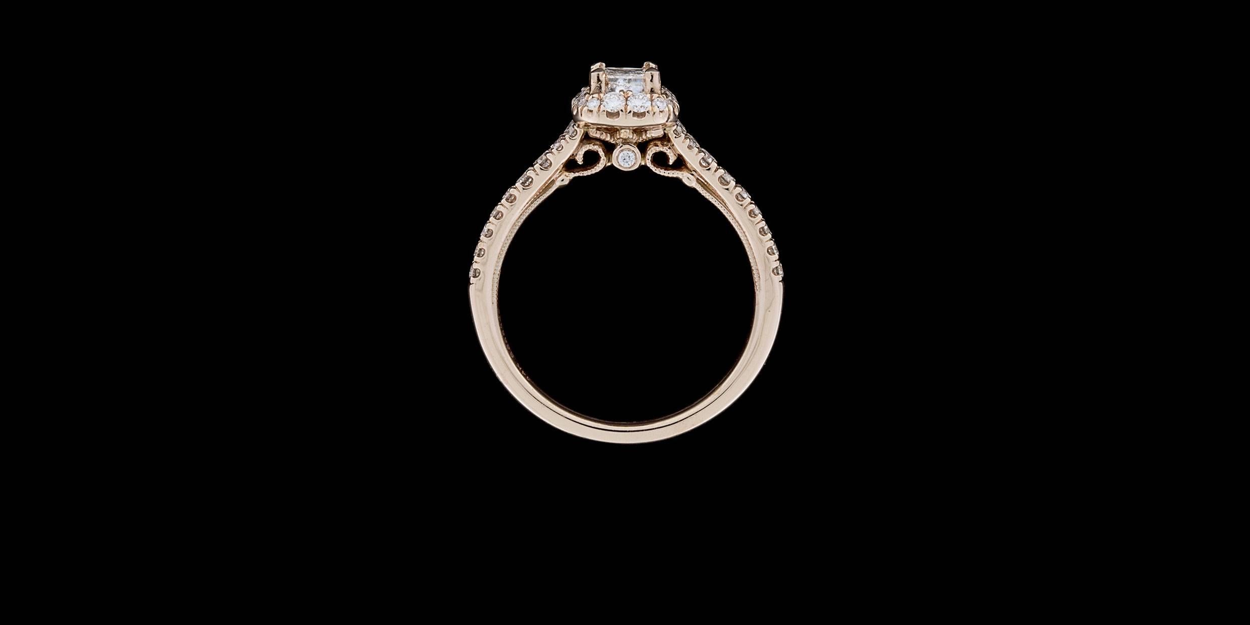 Women's Gabriel & Co. 1.03 Carats Princess Diamonds Halo Gold Engagement Ring