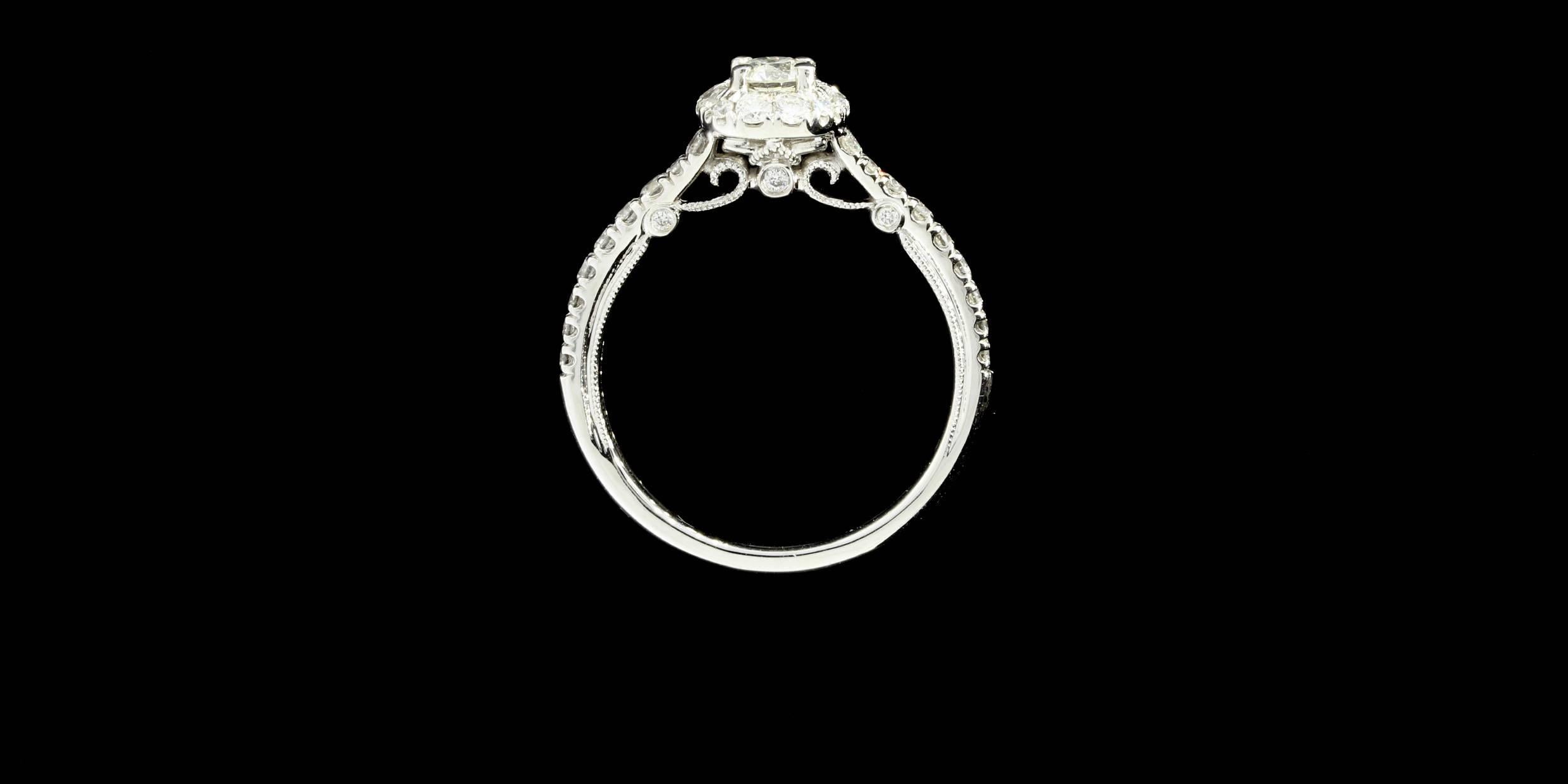 Women's Gabriel & Co. 1.05 Carats Round Diamonds Gold Halo Engagement Ring