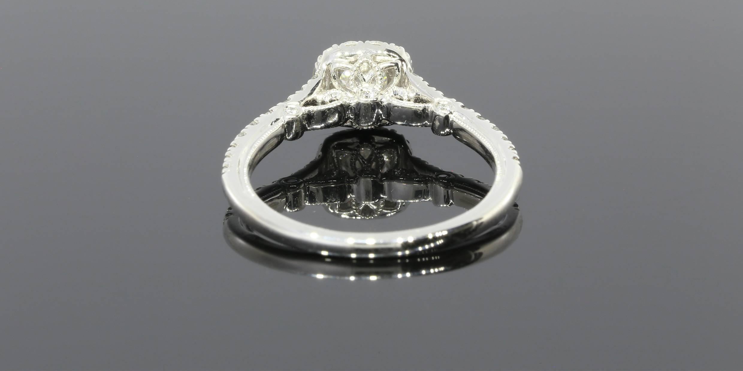 Gabriel & Co. 1.05 Carats Round Diamonds Gold Halo Engagement Ring In New Condition In Columbia, MO