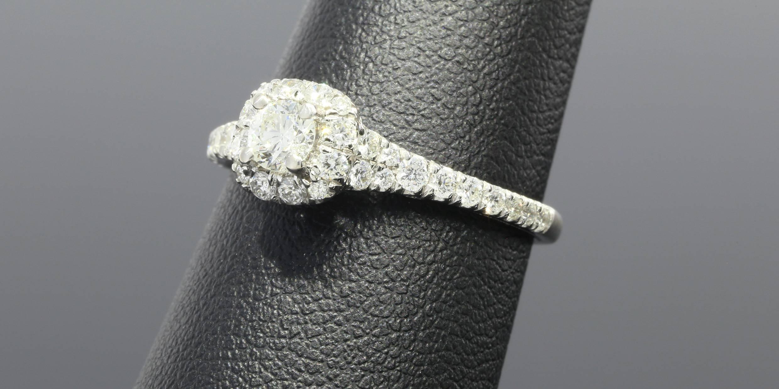 Gabriel & Co. 1.05 Carats Round Diamonds Gold Halo Engagement Ring 2