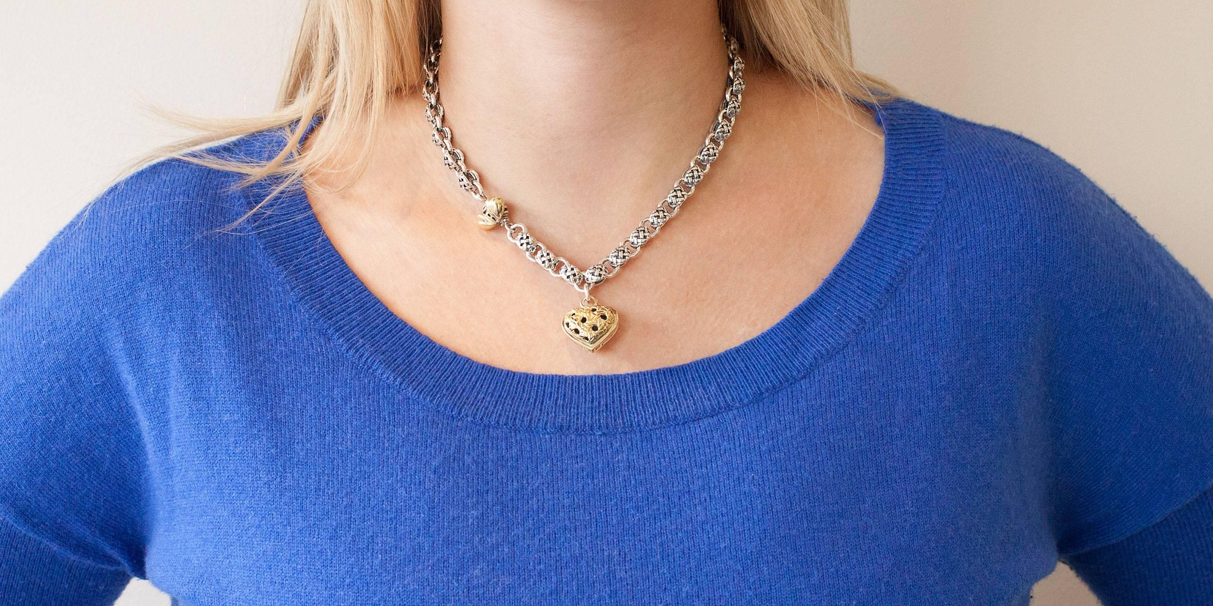 Saint by Sarah Jane Silver & Gold Devora Dazzle Lucy Bee Choker Necklace In Excellent Condition In Columbia, MO