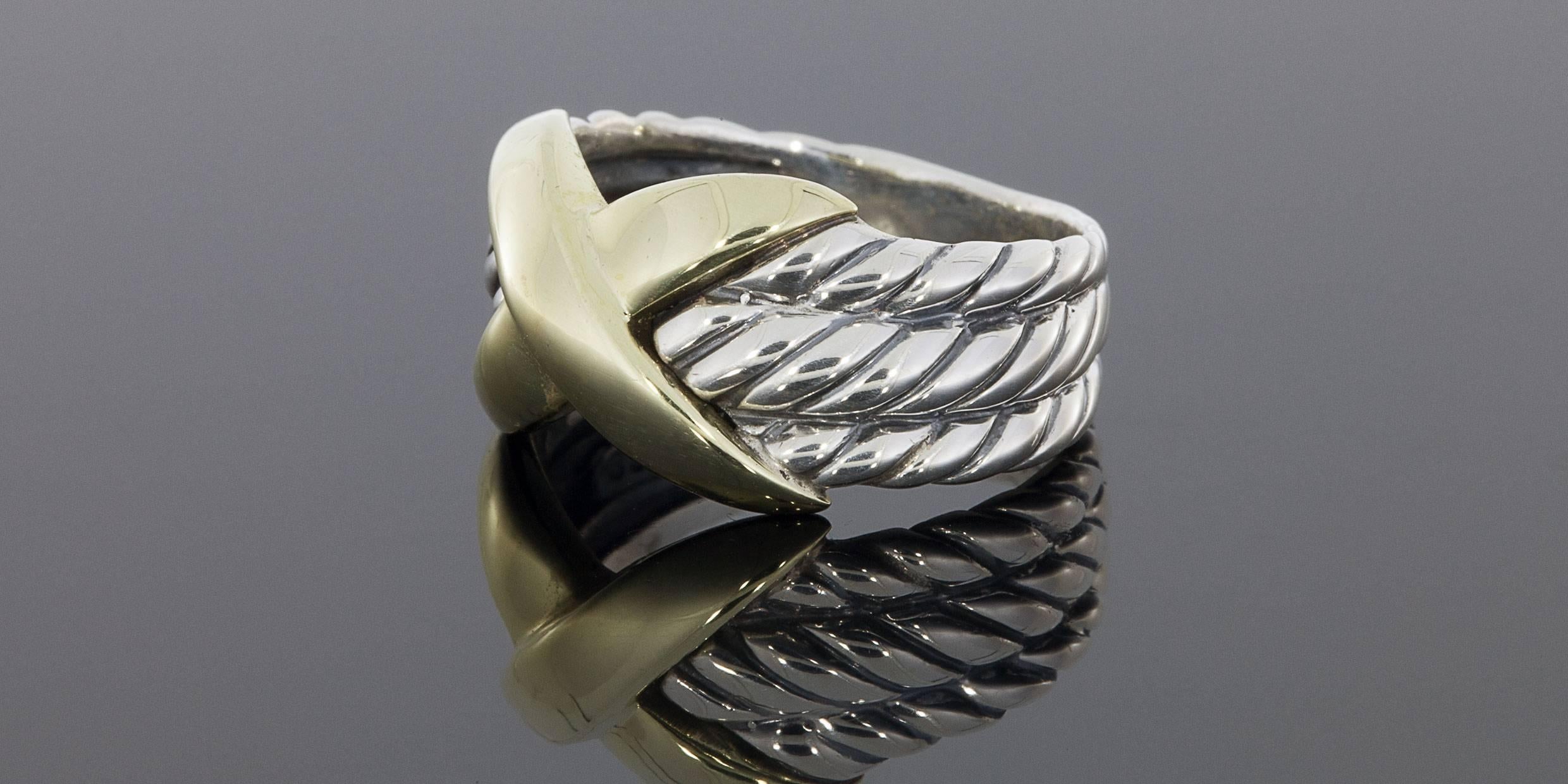 David Yurman's cable style jewelry has become his signature, the unifying element of every collection. This beautiful David Yurman ring is from the Crossover Collection & features this signature cable design. David Yurman has created a unique &