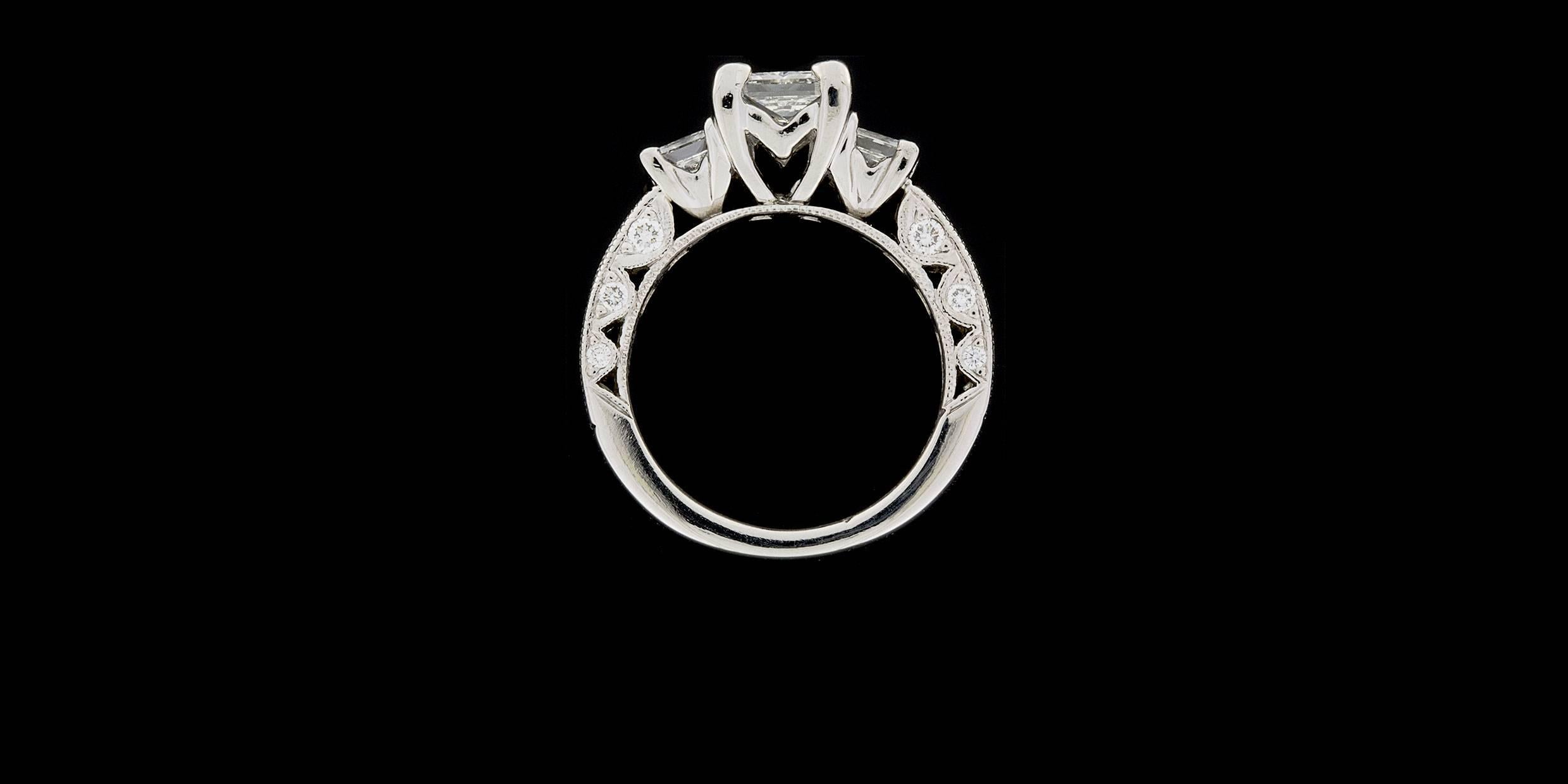 Women's Tacori Platinum Princess Diamond GIA Certified Classic Crescent Engagement Ring