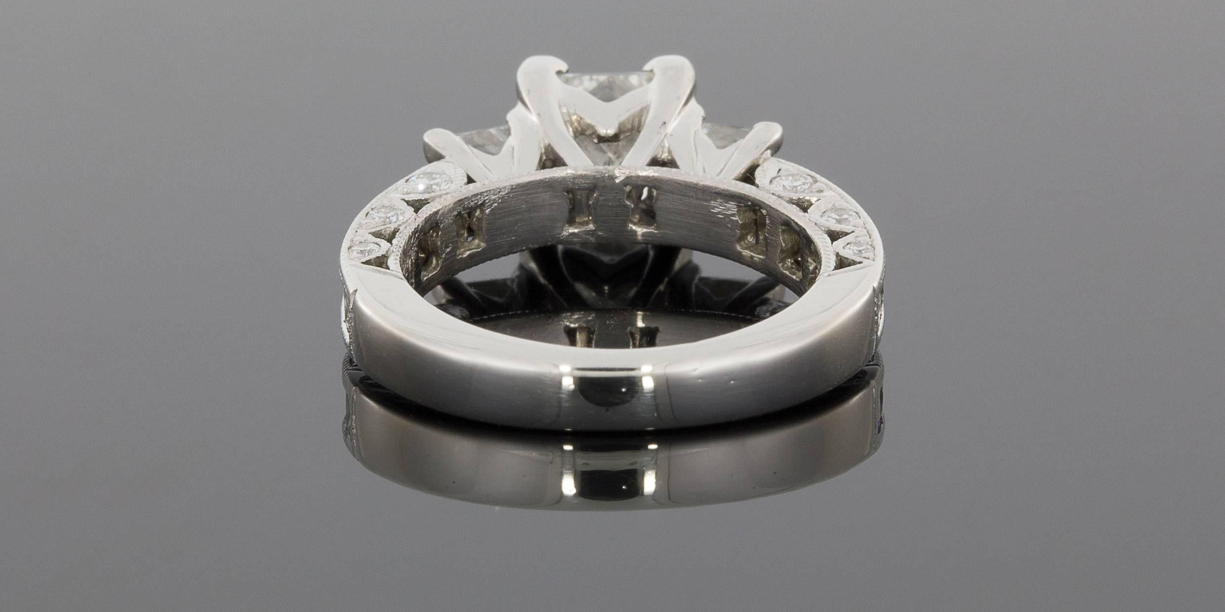 Tacori Platinum Princess Diamond GIA Certified Classic Crescent Engagement Ring In Excellent Condition In Columbia, MO