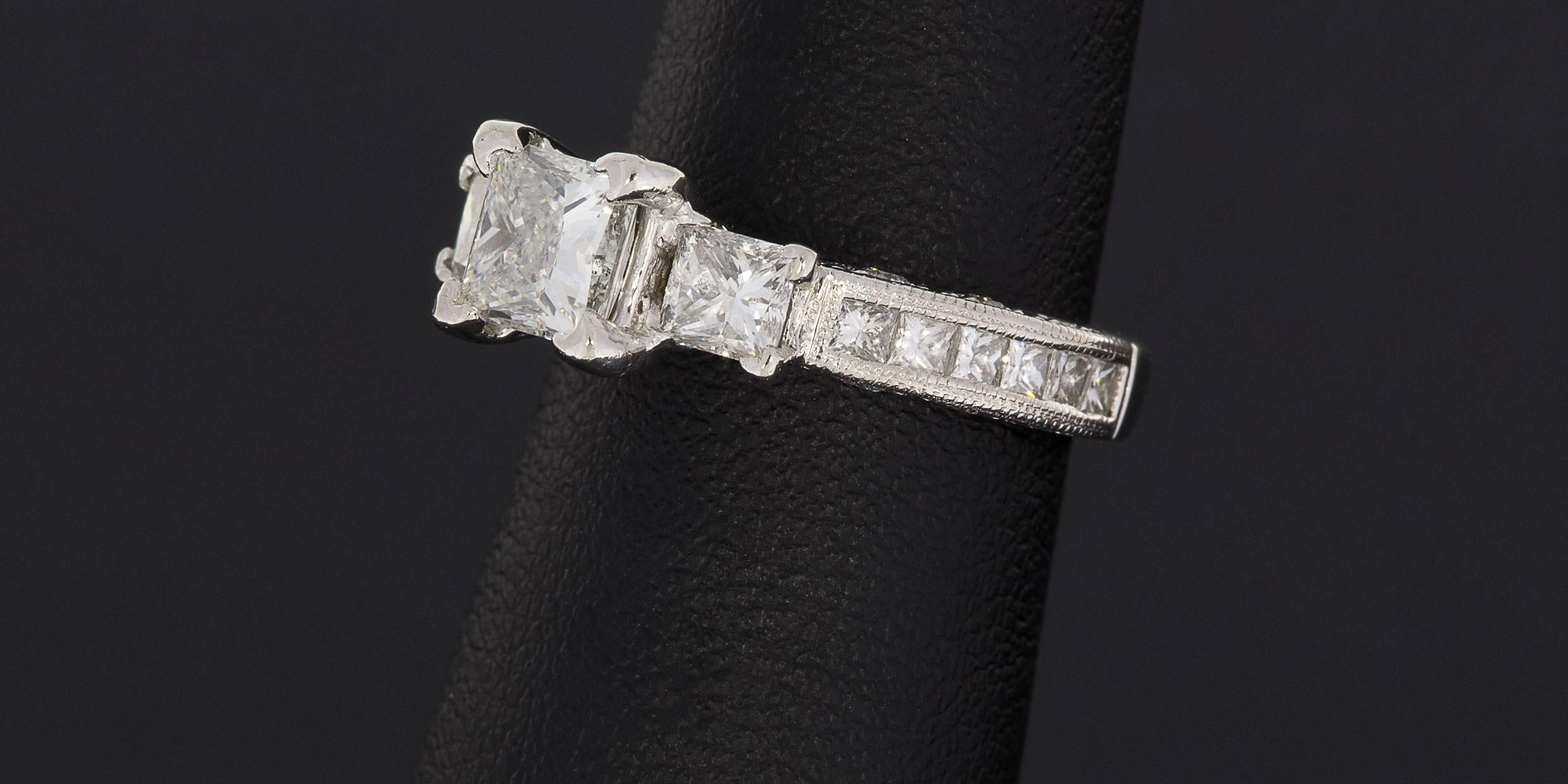 Tacori Platinum Princess Diamond GIA Certified Classic Crescent Engagement Ring 2