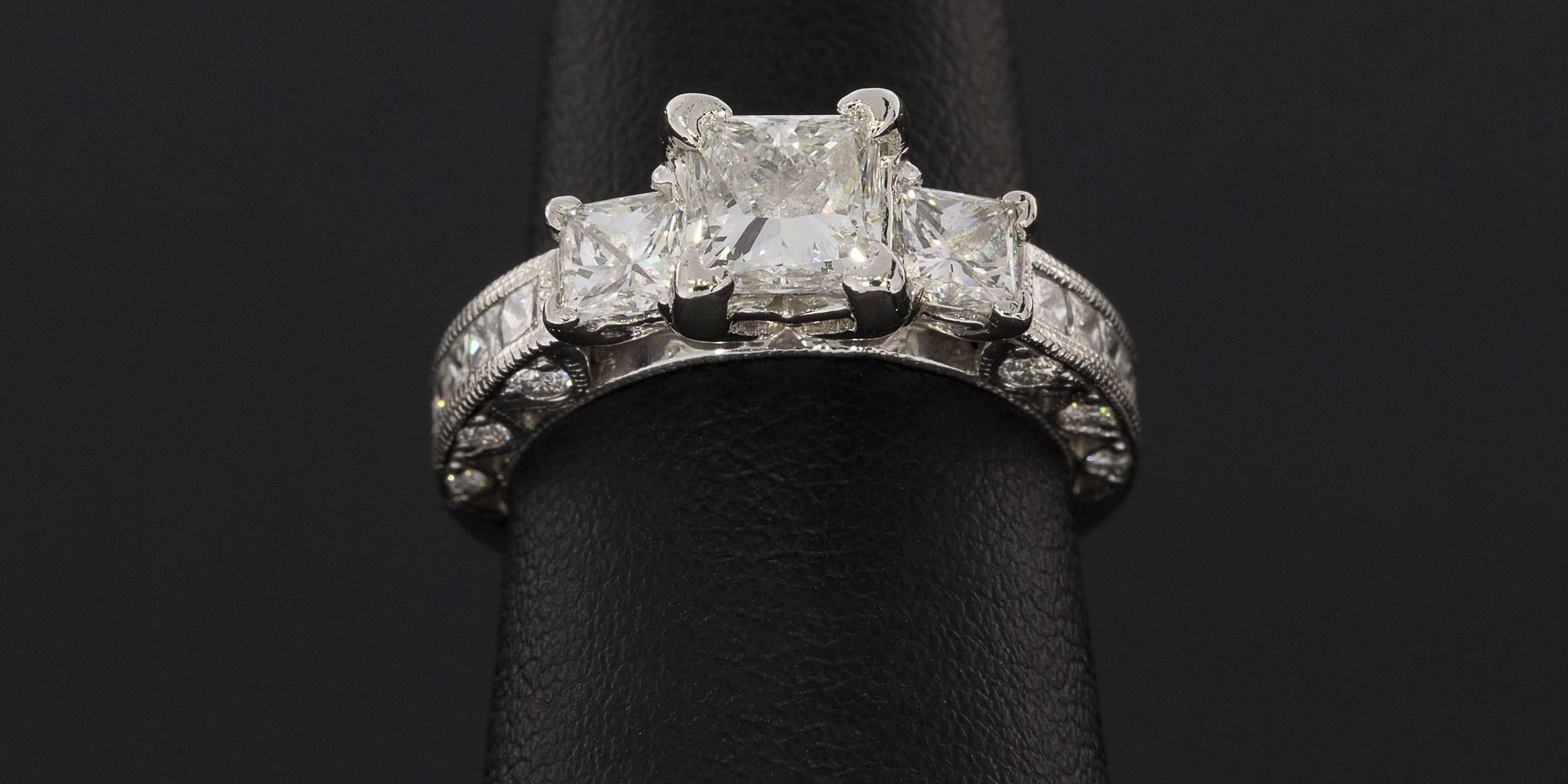 Tacori Platinum Princess Diamond GIA Certified Classic Crescent Engagement Ring 1