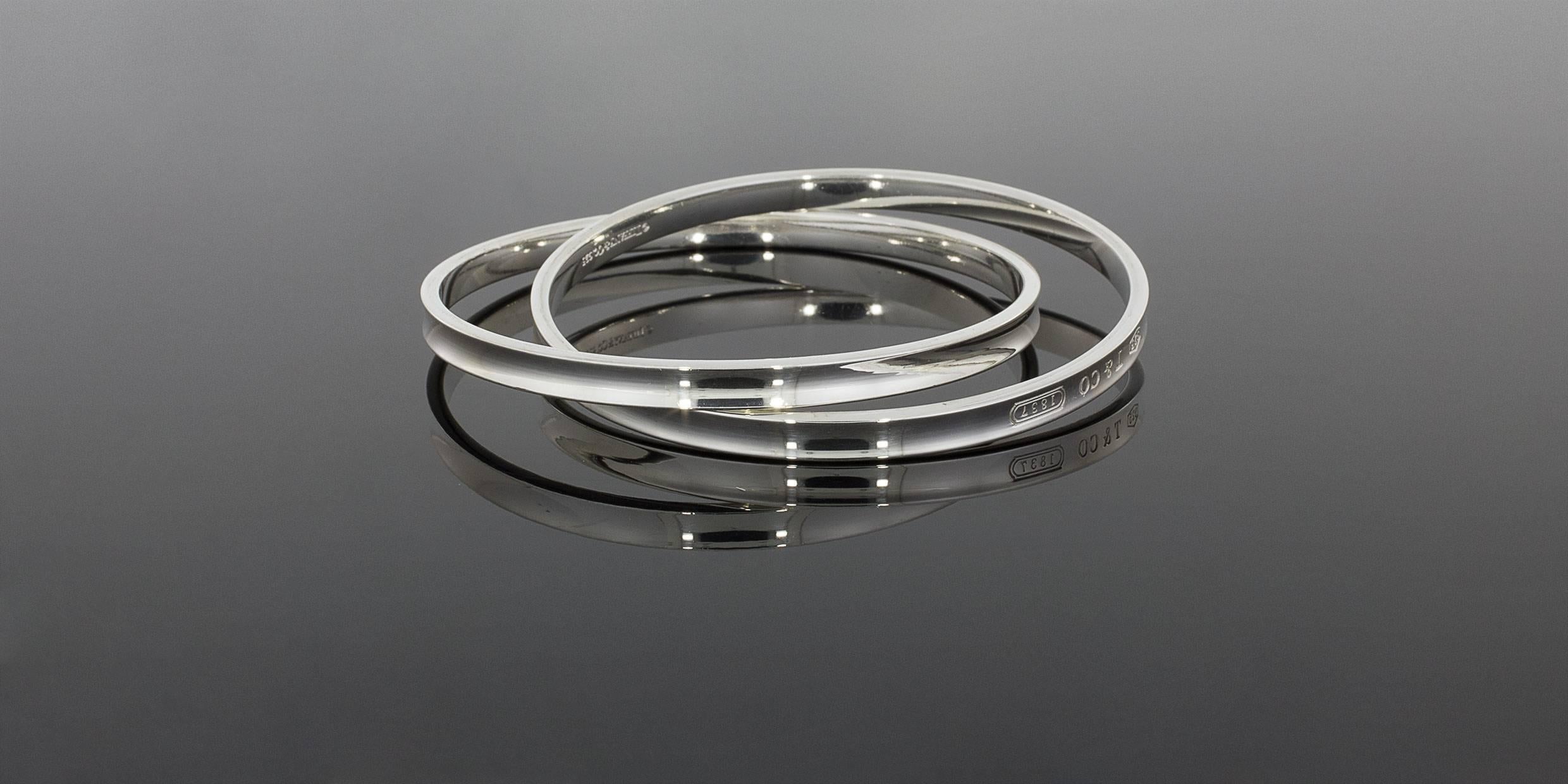 Tiffany & Co Sterling Silber Tiffany 1837 Interlocking Kreis Armreif Armbänder im Zustand „Hervorragend“ in Columbia, MO