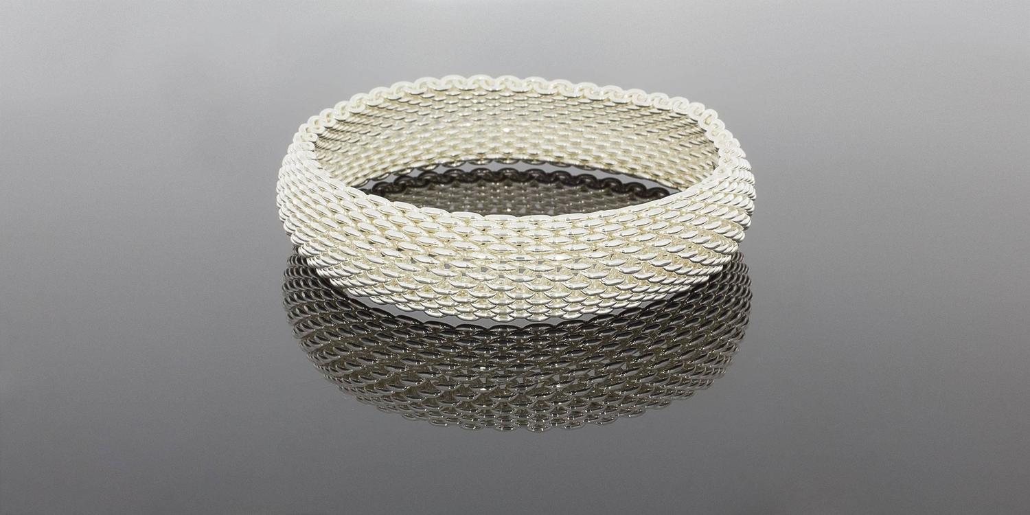 Tiffany and Co Sterling Silver 15mm Somerset Mesh Bangle Bracelet at