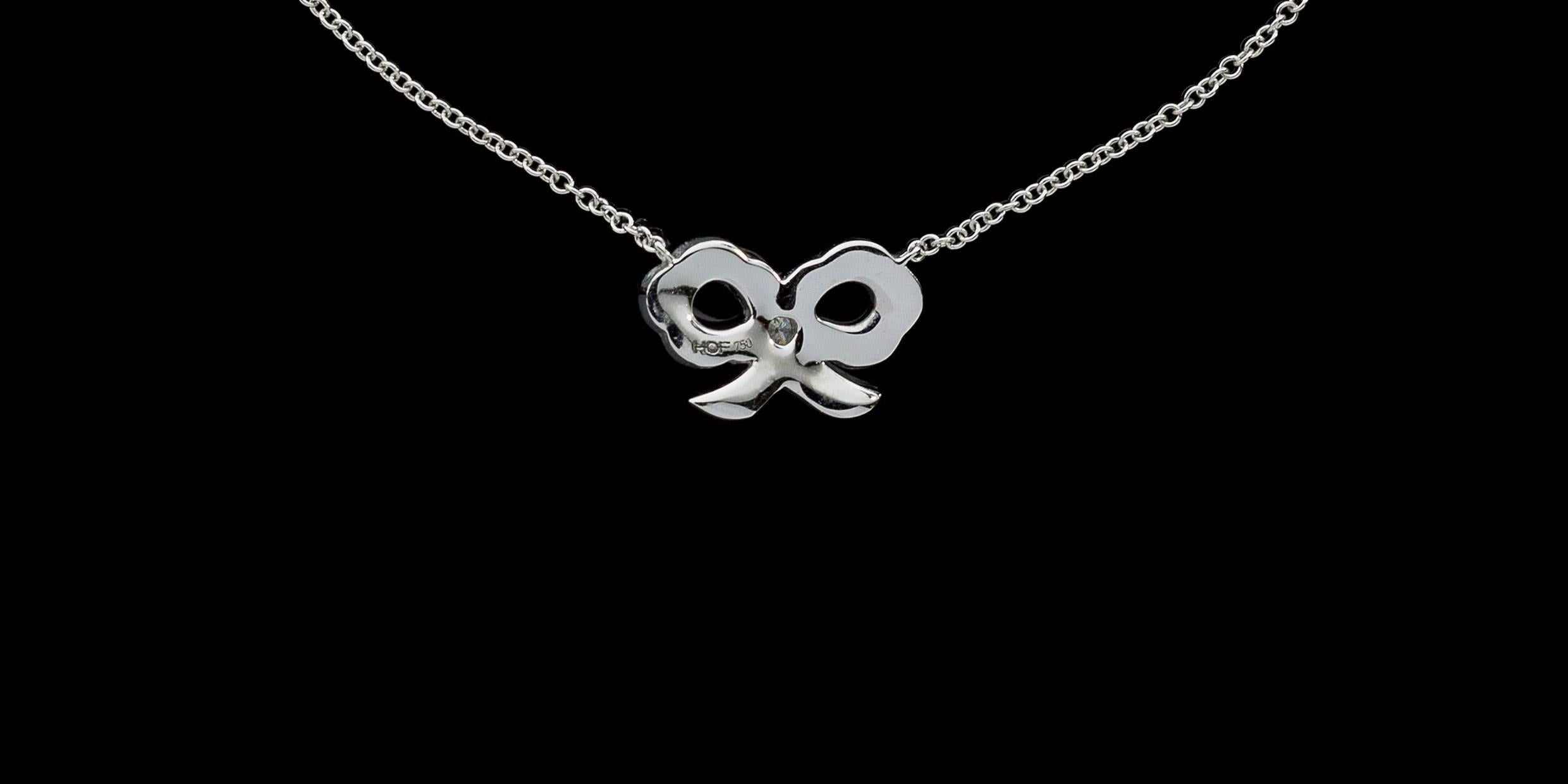 Women's Hearts on Fire 18 Karat White Gold .20 Carat Lorelei Diamond Bow Necklace