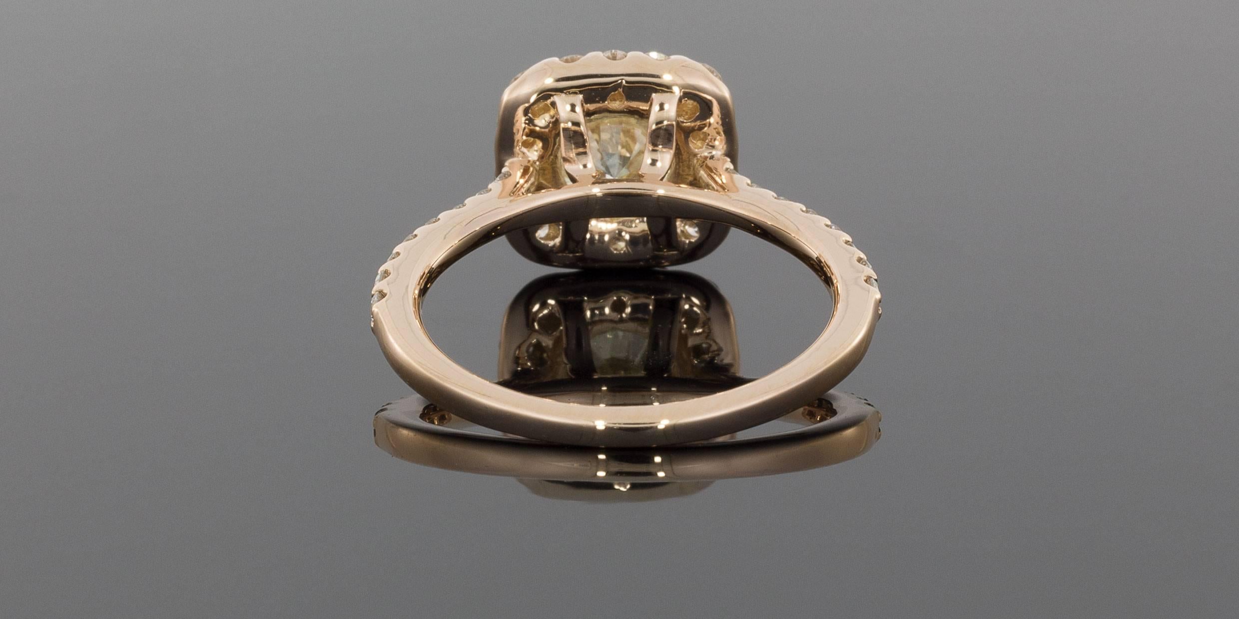 Ritani Rose Gold 2.21 Carats Round Diamond Halo Engagement Ring In New Condition In Columbia, MO