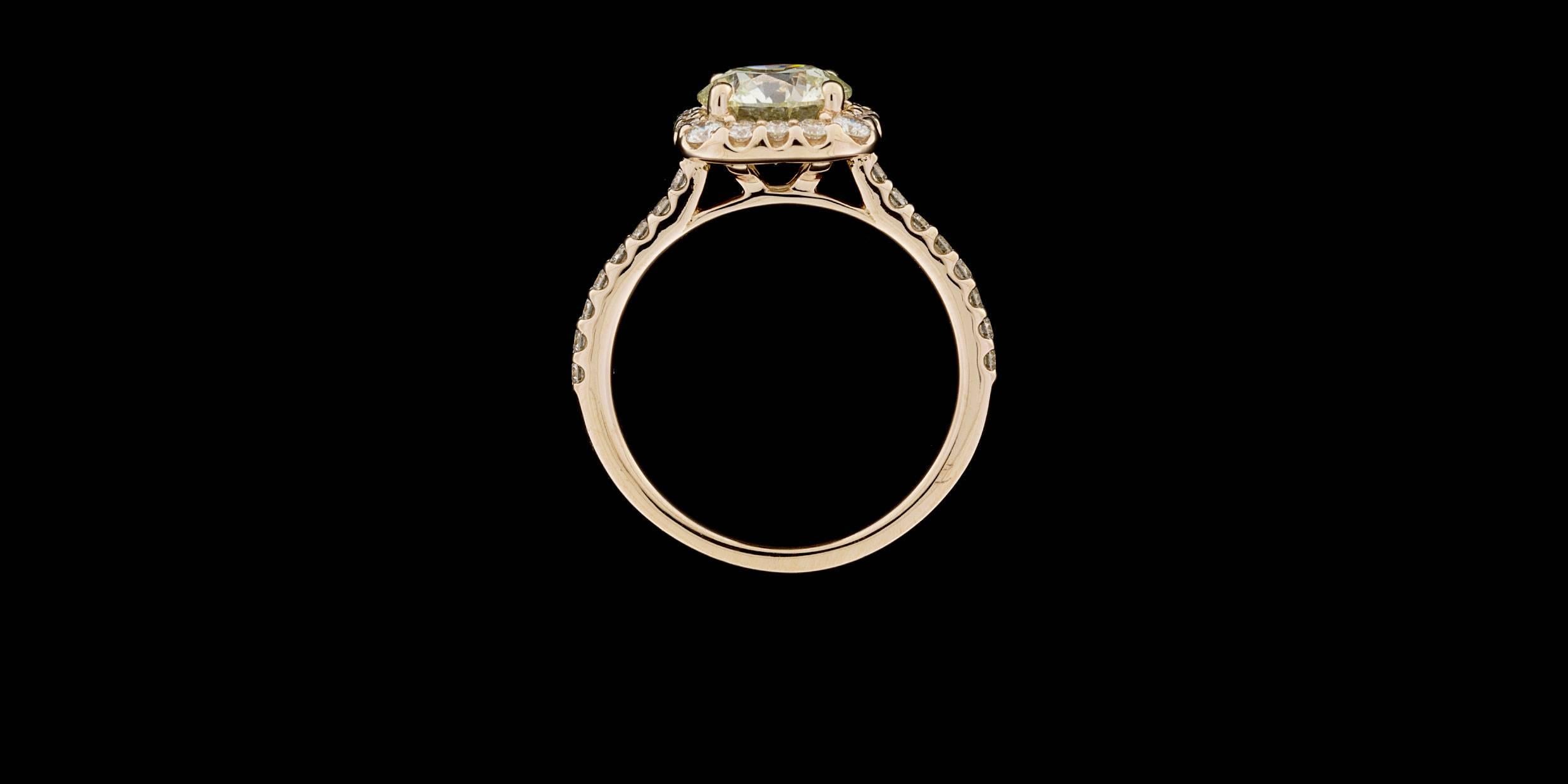 Women's Ritani Rose Gold 2.21 Carats Round Diamond Halo Engagement Ring