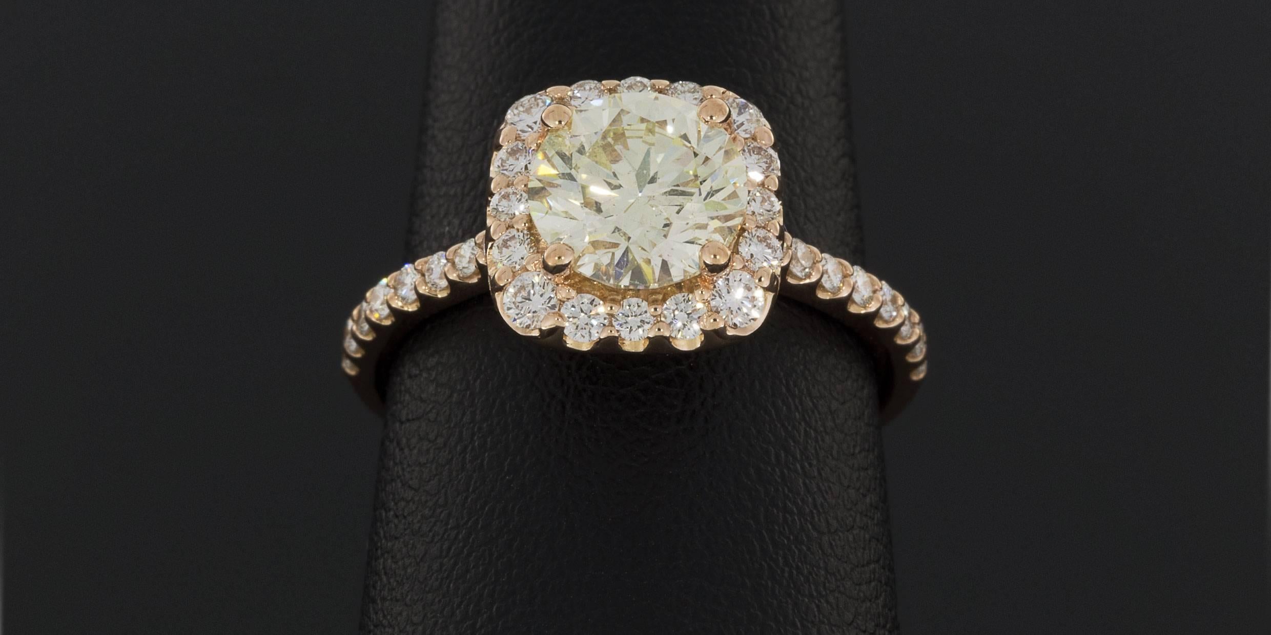 Ritani Rose Gold 2.21 Carats Round Diamond Halo Engagement Ring 1