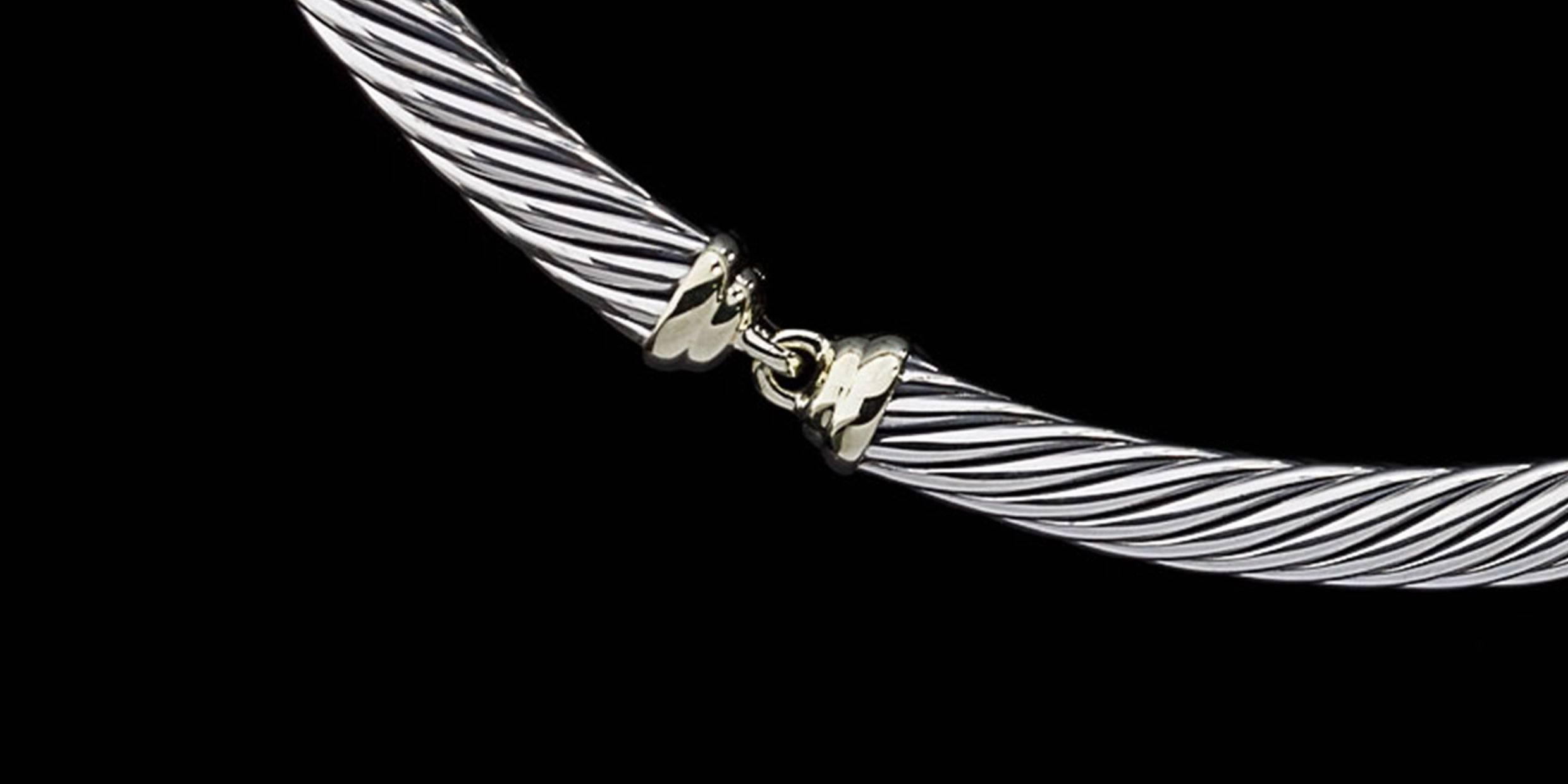 Women's David Yurman Silver & Gold 7mm Cable Classics Sectioned Necklace