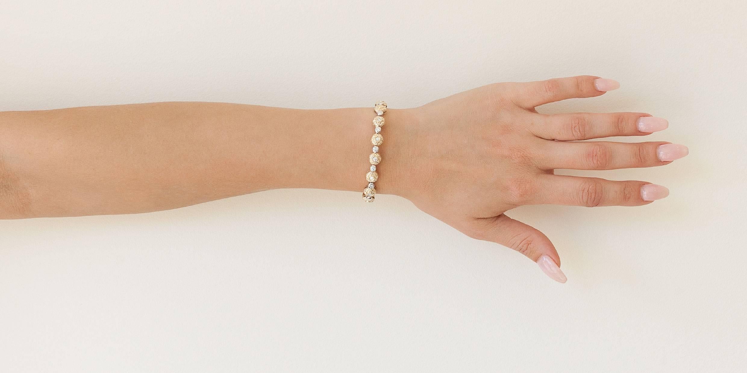 Sonia B Unique Two Tone Gold Diamond Flexible Bangle Bracelet with Scroll Design 2
