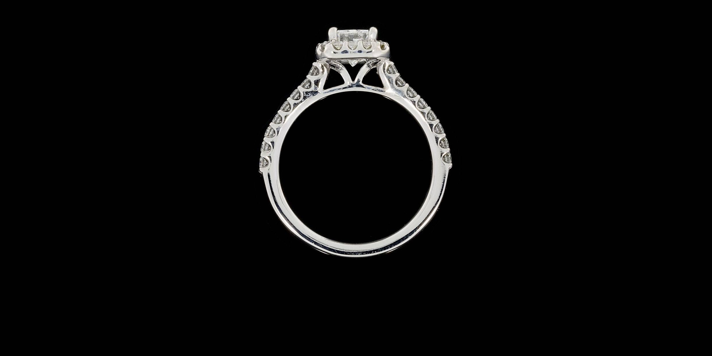 radiant halo engagement rings