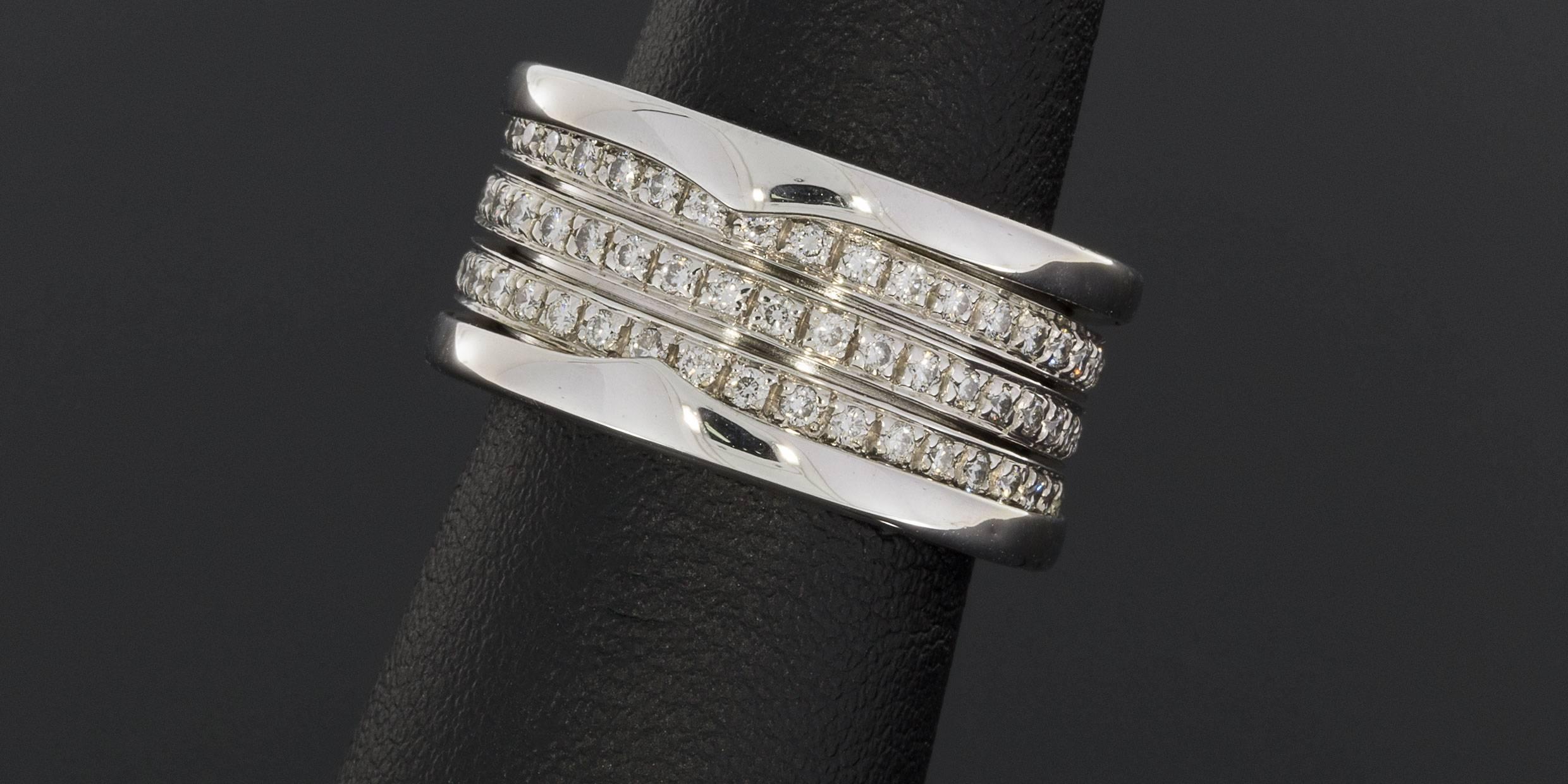 Bulgari B.zero1 Four Row Diamond Gold Band Ring In Excellent Condition In Columbia, MO