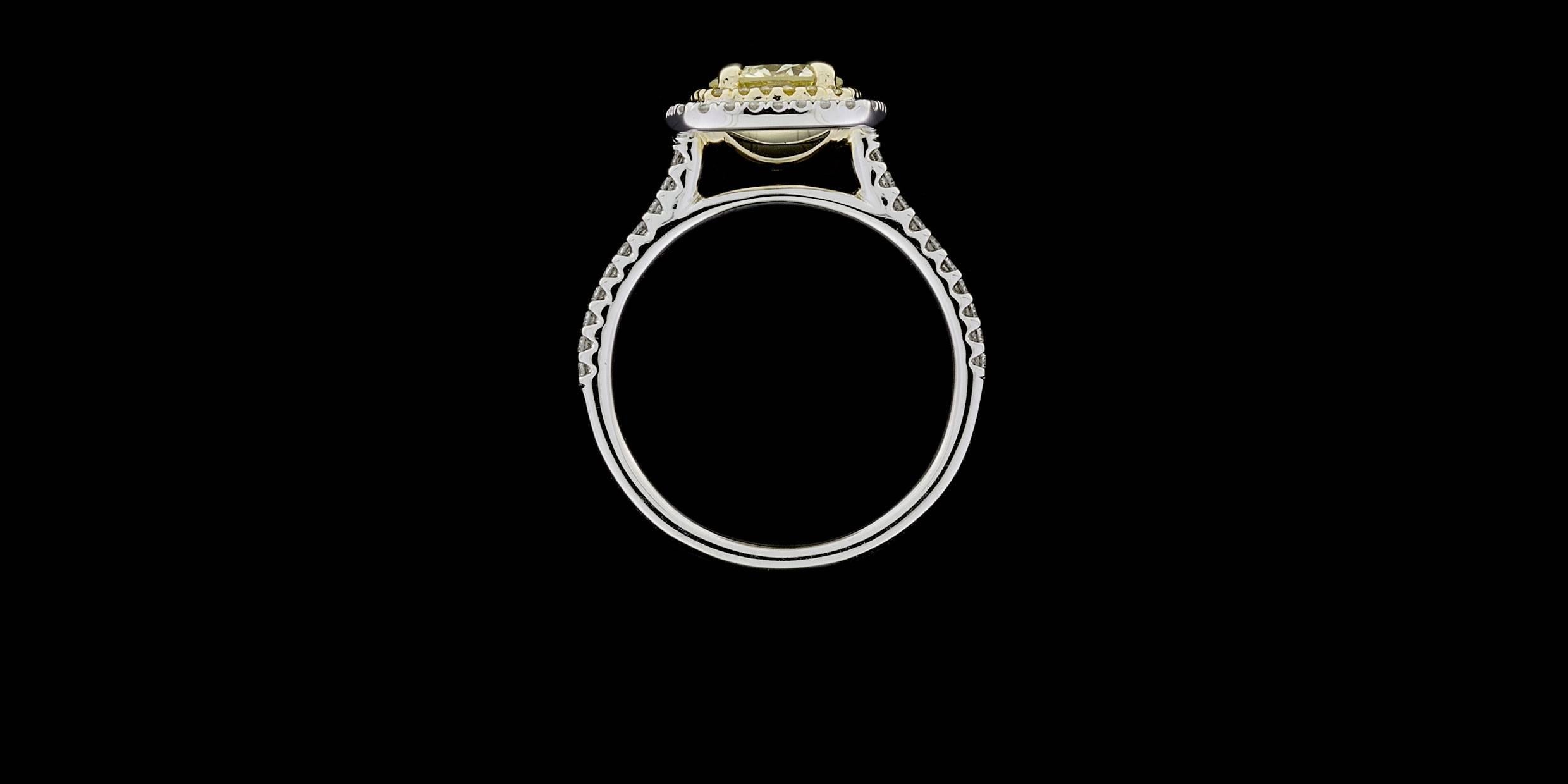 canary diamond double halo ring