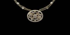 Penny Previle Yellow Gold Diamond Floral Collection Oval Shaped Necklace