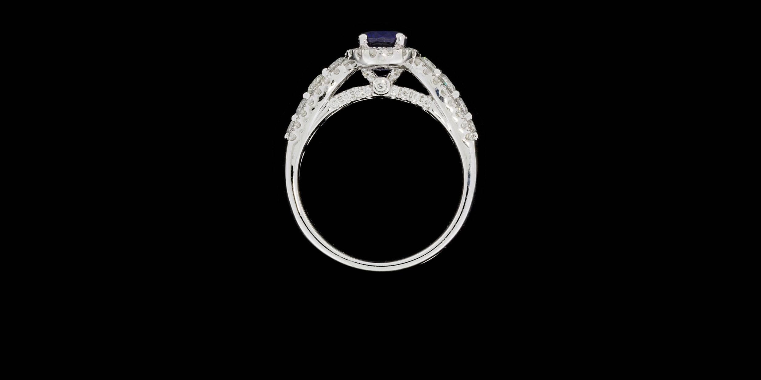  Oval Sapphire  Diamond 3 Row Halo Engagement Ring 1