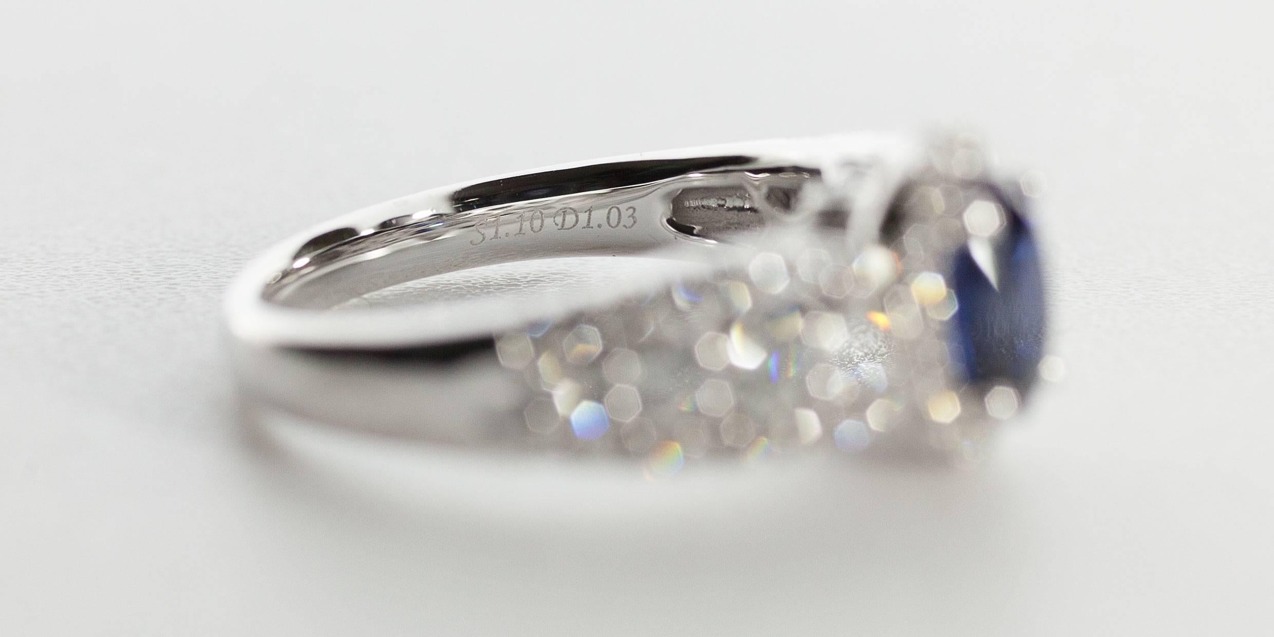  Oval Sapphire  Diamond 3 Row Halo Engagement Ring 5