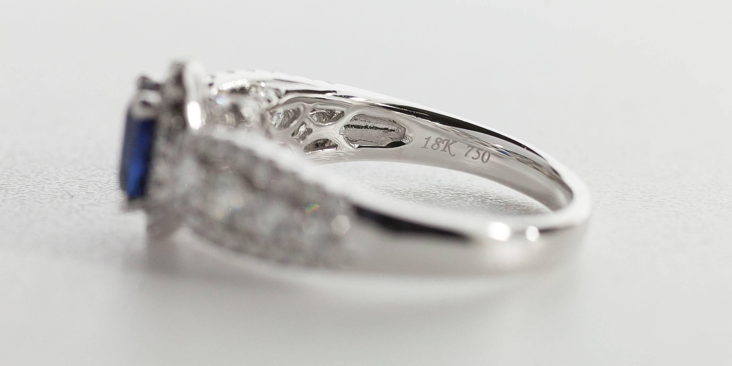  Oval Sapphire  Diamond 3 Row Halo Engagement Ring 6