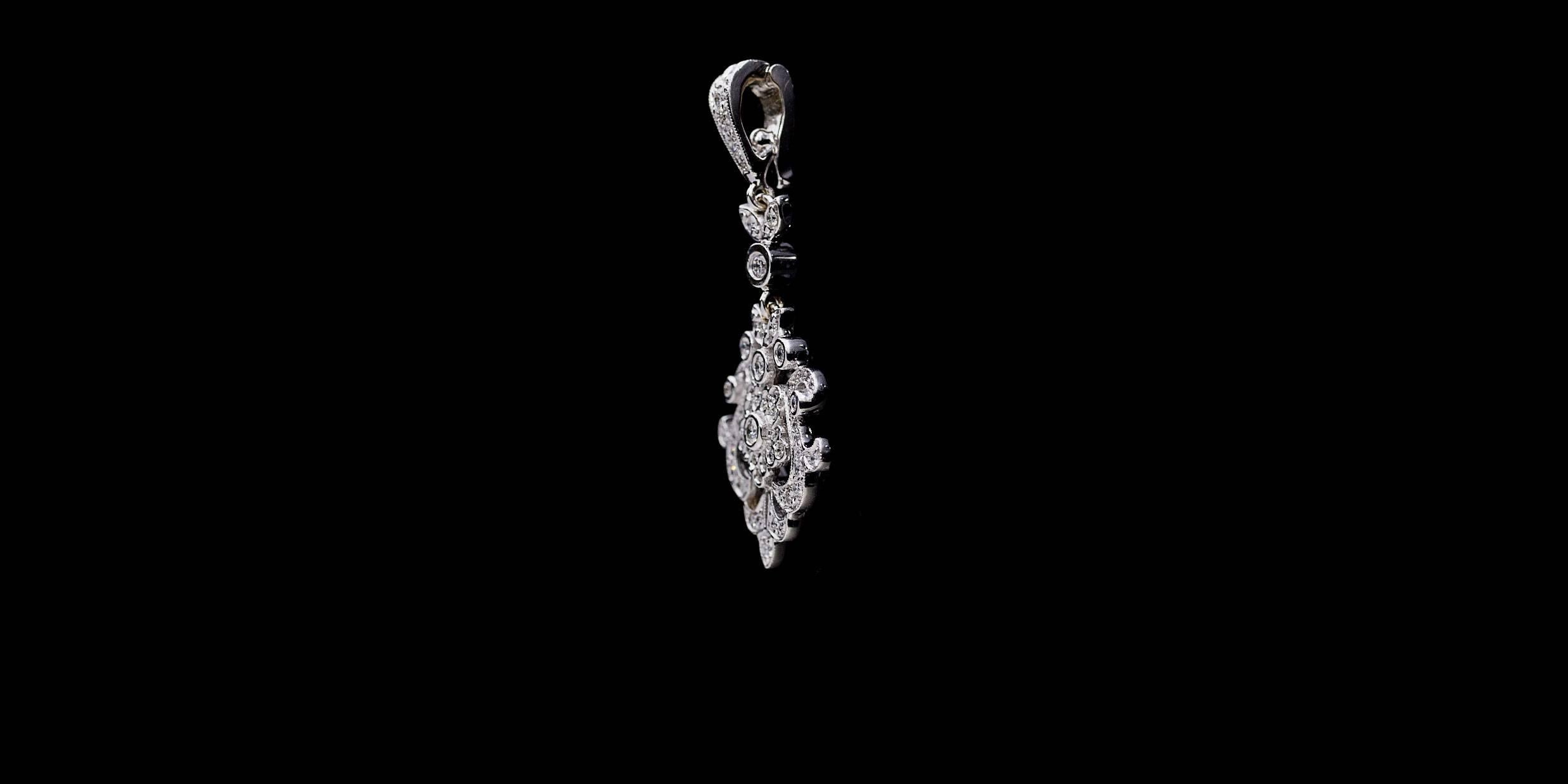 Penny Preville Diamond Anastasia Floral Drop Pendant In Excellent Condition In Columbia, MO