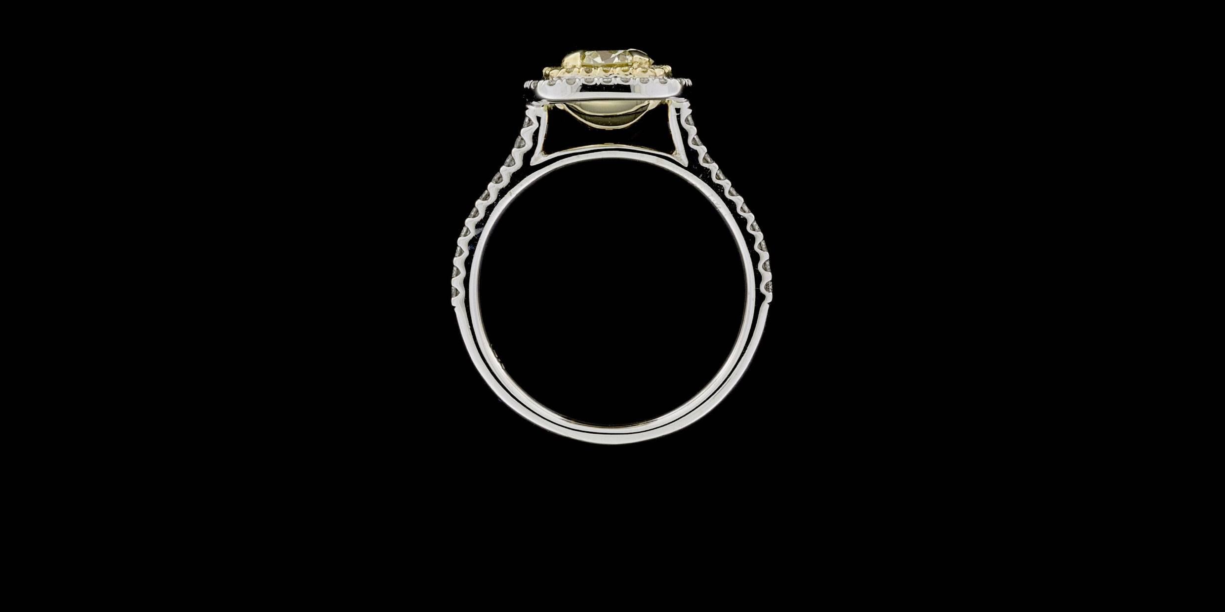 yellow diamond double halo ring