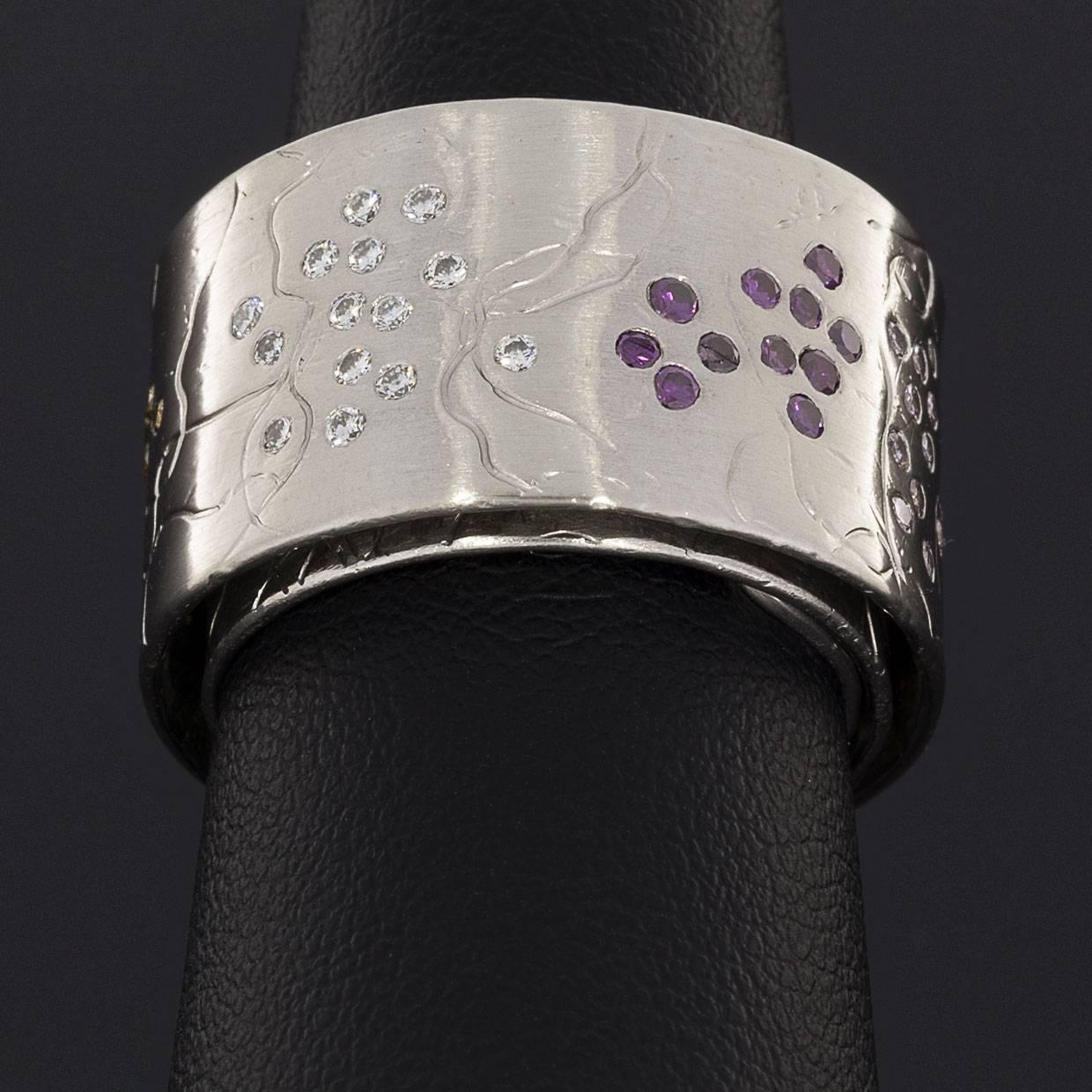 Women's Norbert Muerrle Multi Colored Diamond Platinum Fireworks Recrolie Ring