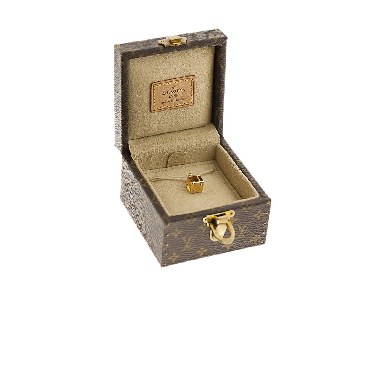 Rare Louis Vuitton Yellow Gold Citrine Cube Pendant or Charm