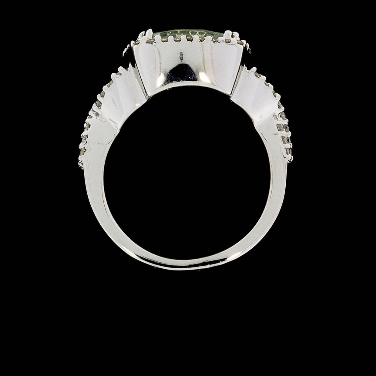 Women's Effy Cushion Green Amethyst and Diamond Halo Twist White Gold Ring