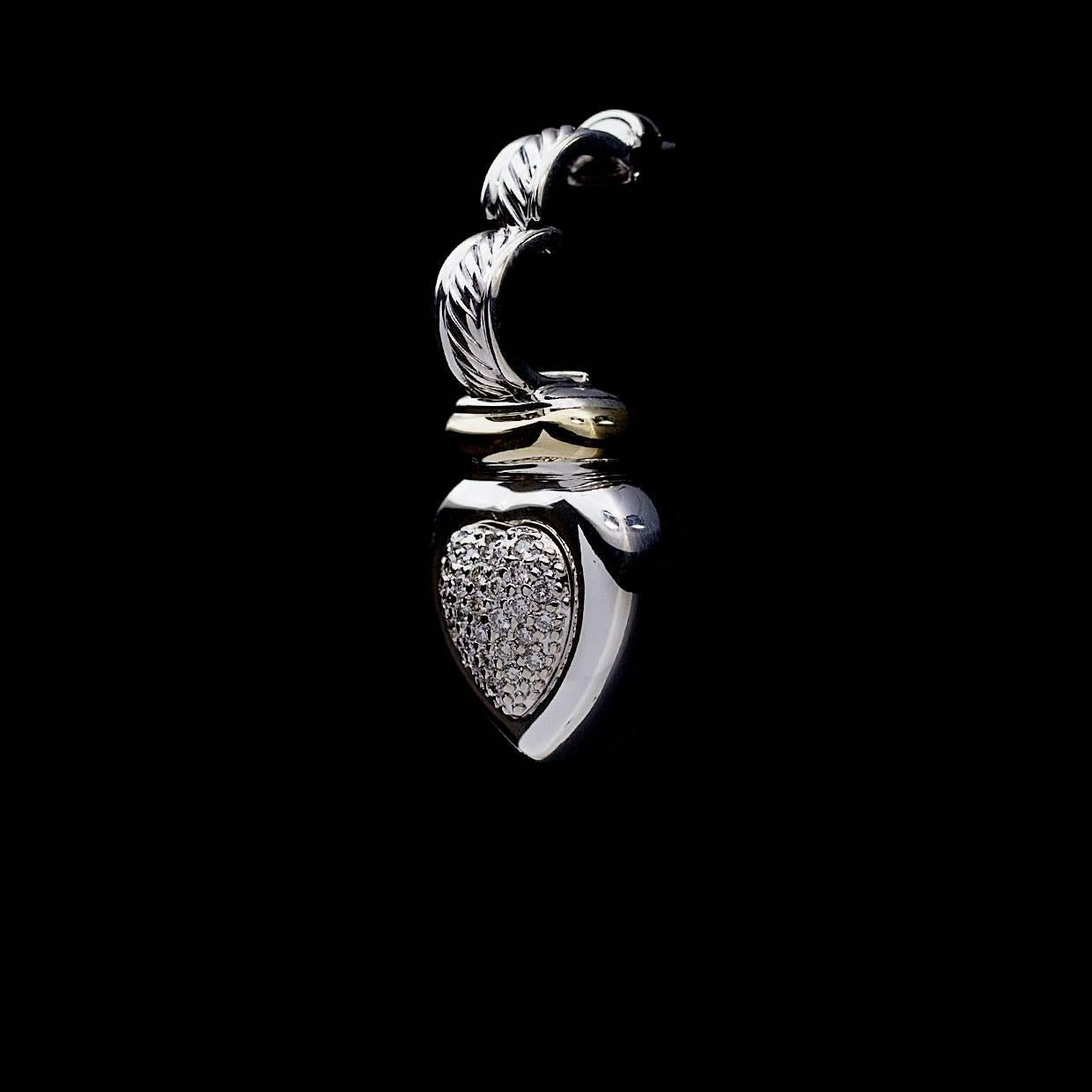 David Yurman Pave Diamond Heart Enhancer Pendant In Excellent Condition In Columbia, MO