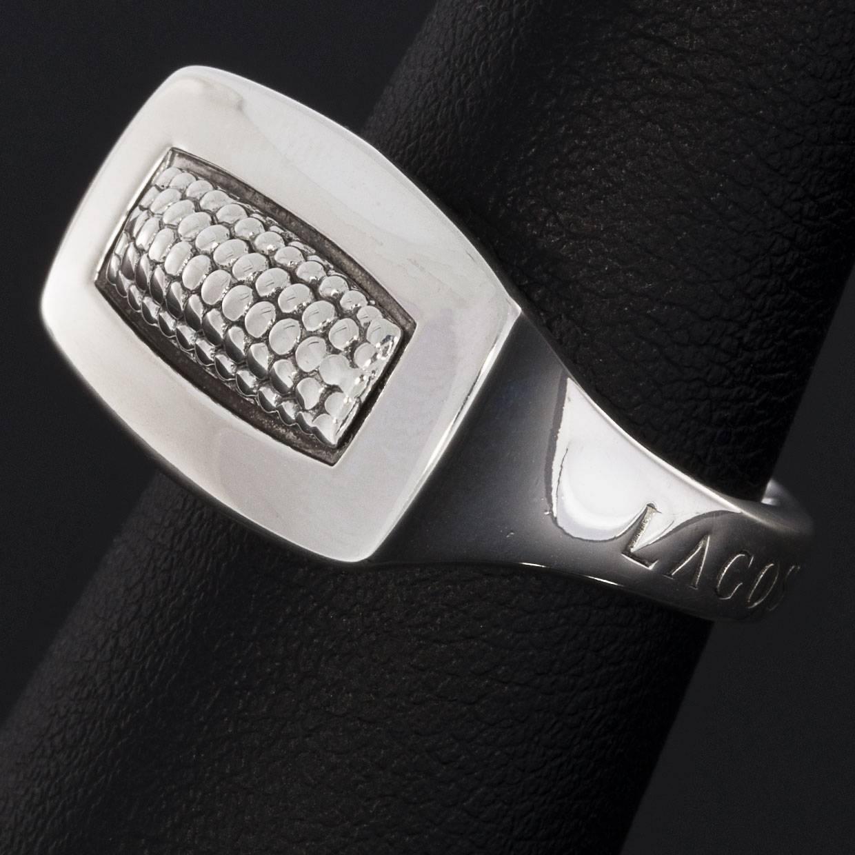 Lagos Sterling Silver Imagine Rectangle Caviar Band Ring 2