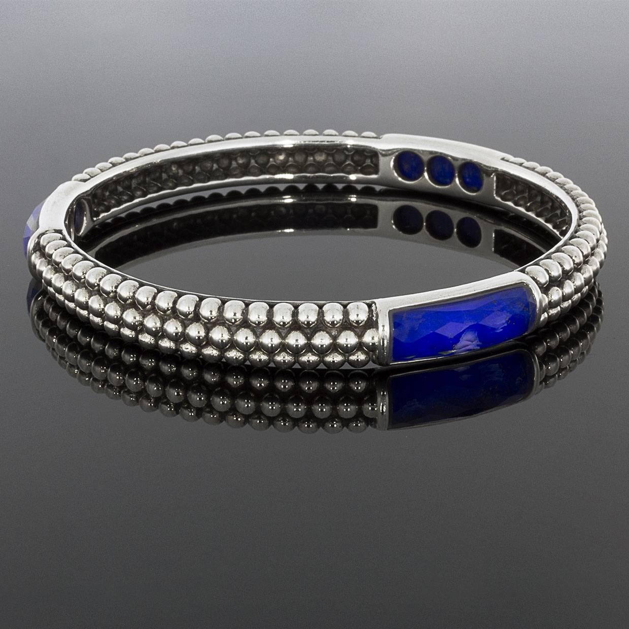 Women's Lagos Malachite Doublet Sterling Silver Maya Caviar Bangle Bracelet