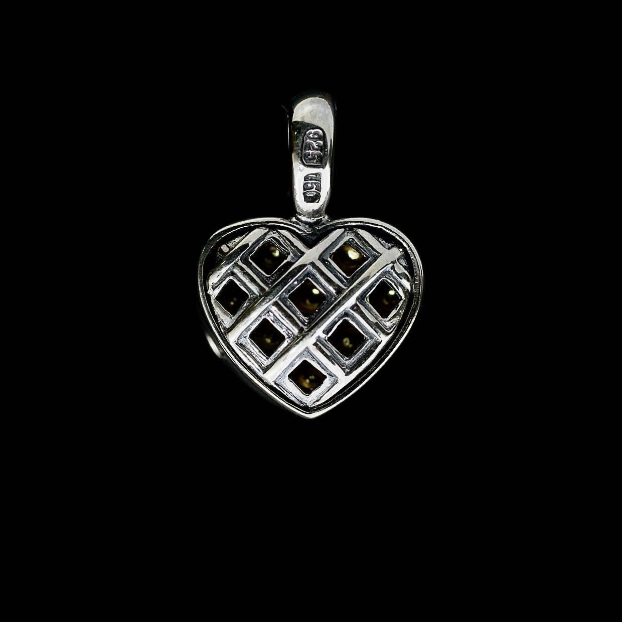 Women's or Men's Lagos Caviar Box and Dot Sterling Silver and 18 Karat Gold Heart Pendant