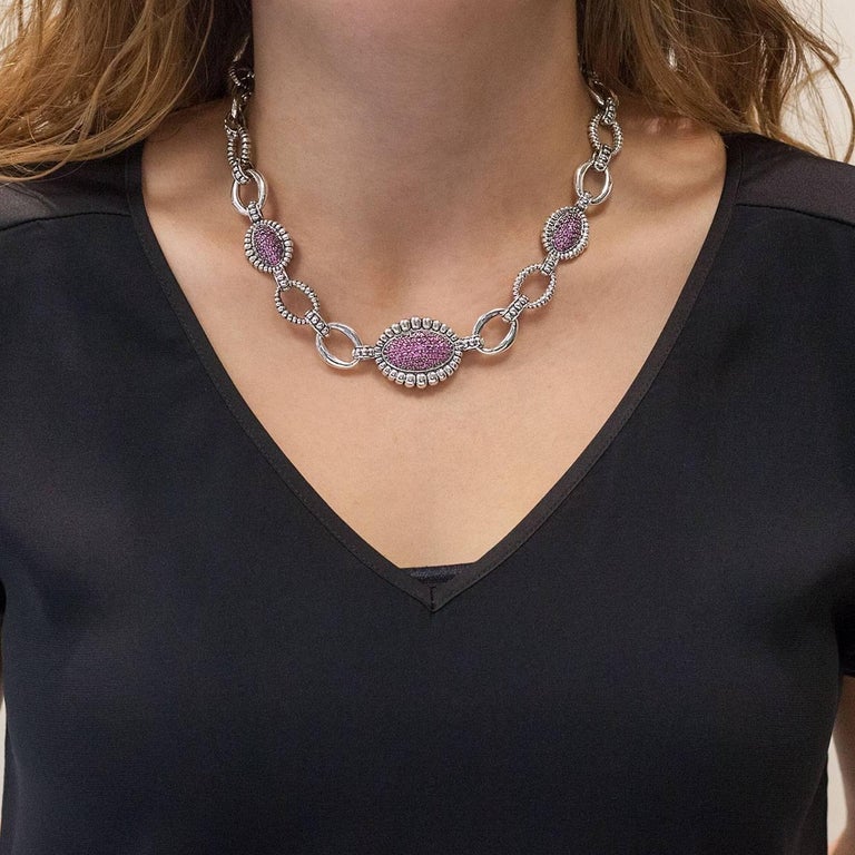 Lagos Pink Sapphire Muse Venus Sterling Silver Fluted Link ...