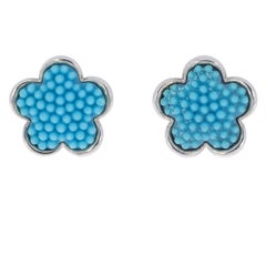 Lagos Turquoise Love Me Sterling Silver Caviar Flower Earrings