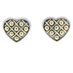 Lagos Box and Dot Sterling Silver and 18 Karat Yellow Gold Heart Earrings