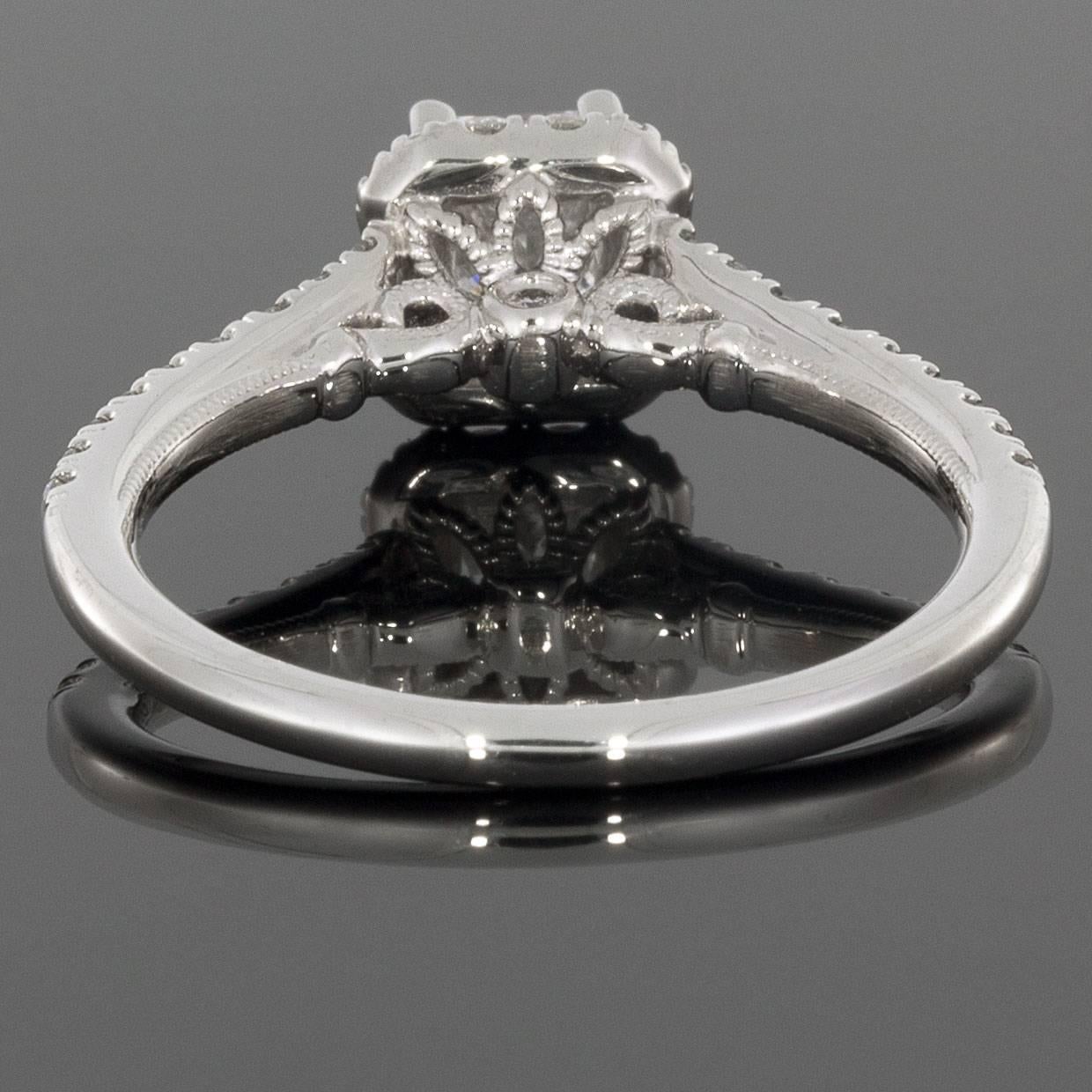 Princess Cut 14 Karat White Gold Halo Princess Diamond Engagement Ring