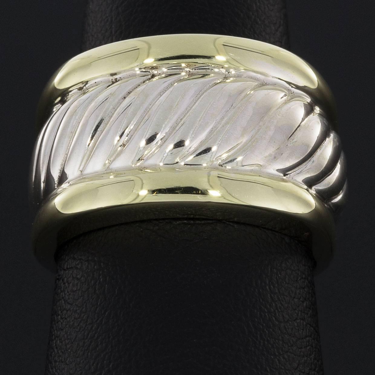 David Yurman Gold and Sterling Silver Cable Cigar Thoroughbred Ring 1