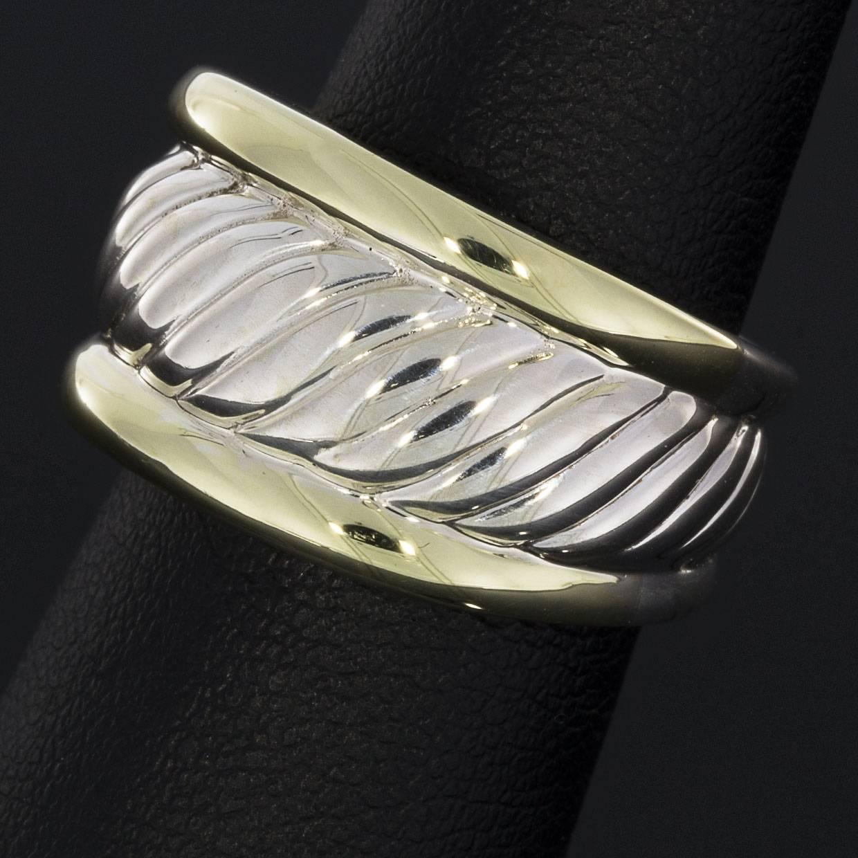 David Yurman Gold and Sterling Silver Cable Cigar Thoroughbred Ring 2