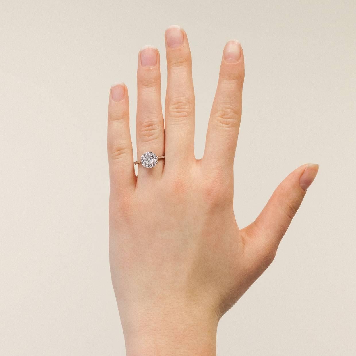 Gabriel & Co. White Gold .98 Carat Round Diamond Halo Engagement Ring 1