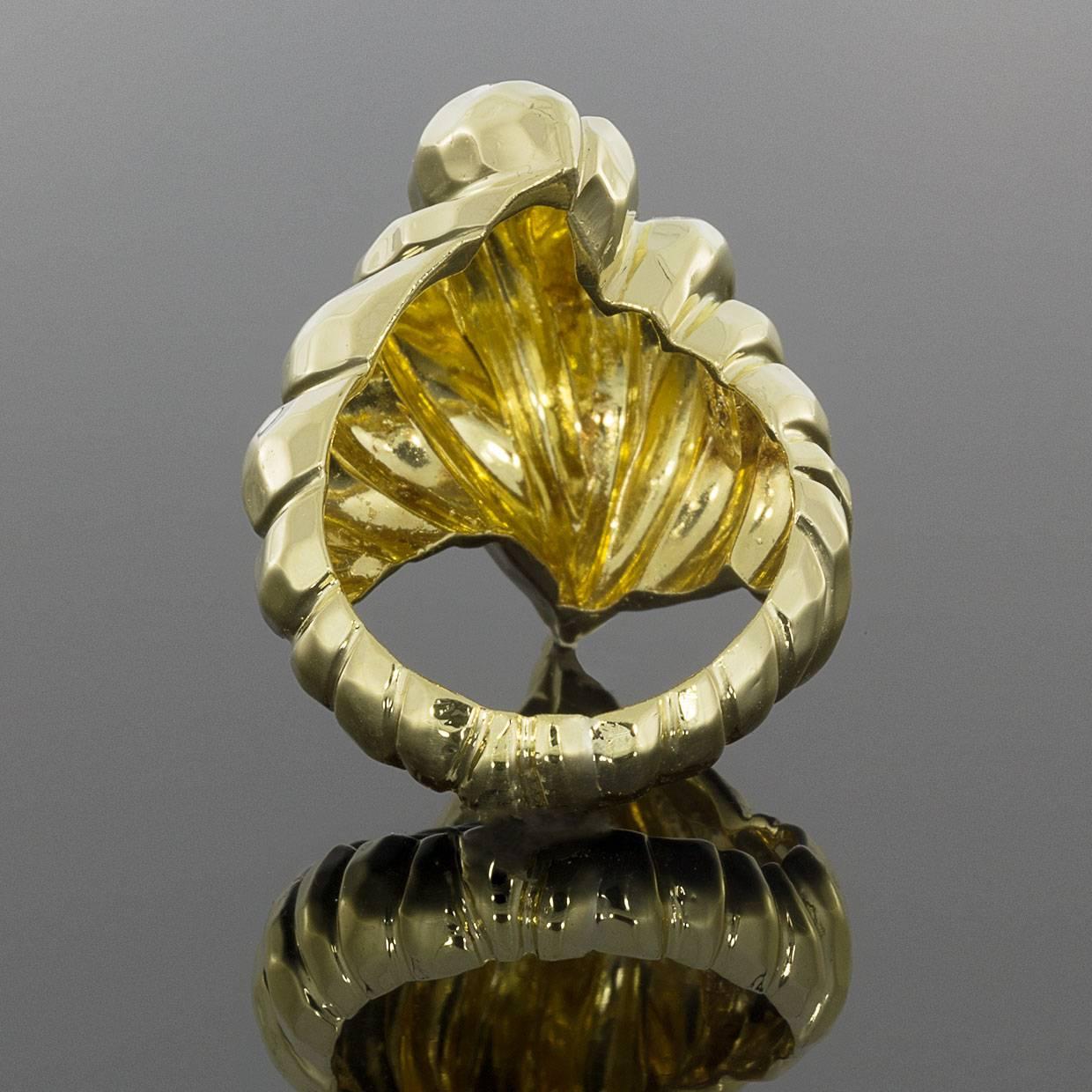 Henry Dunay Hammered Facets Collection Yellow Gold Ring In Excellent Condition In Columbia, MO