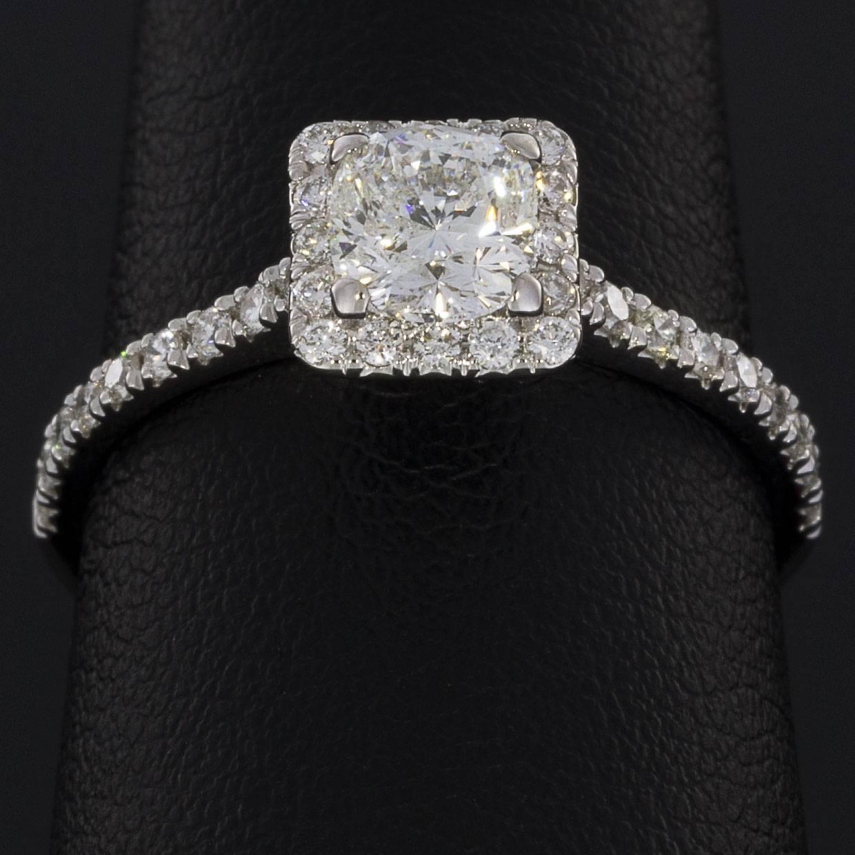 Women's 1.08 Carat Cushion Centre with Princess Halo Diamond Engagement Ring